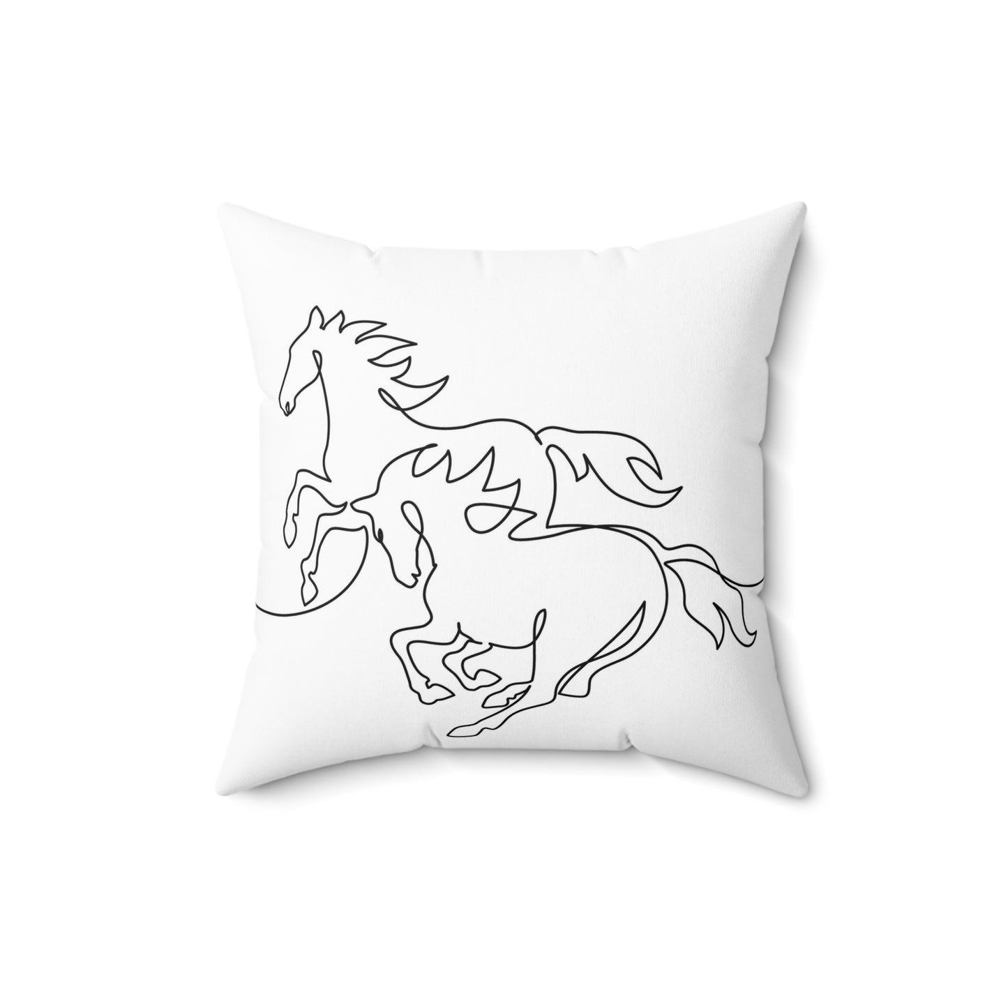 Spun Polyester Square Pillow Galloping horses. Continuous one line