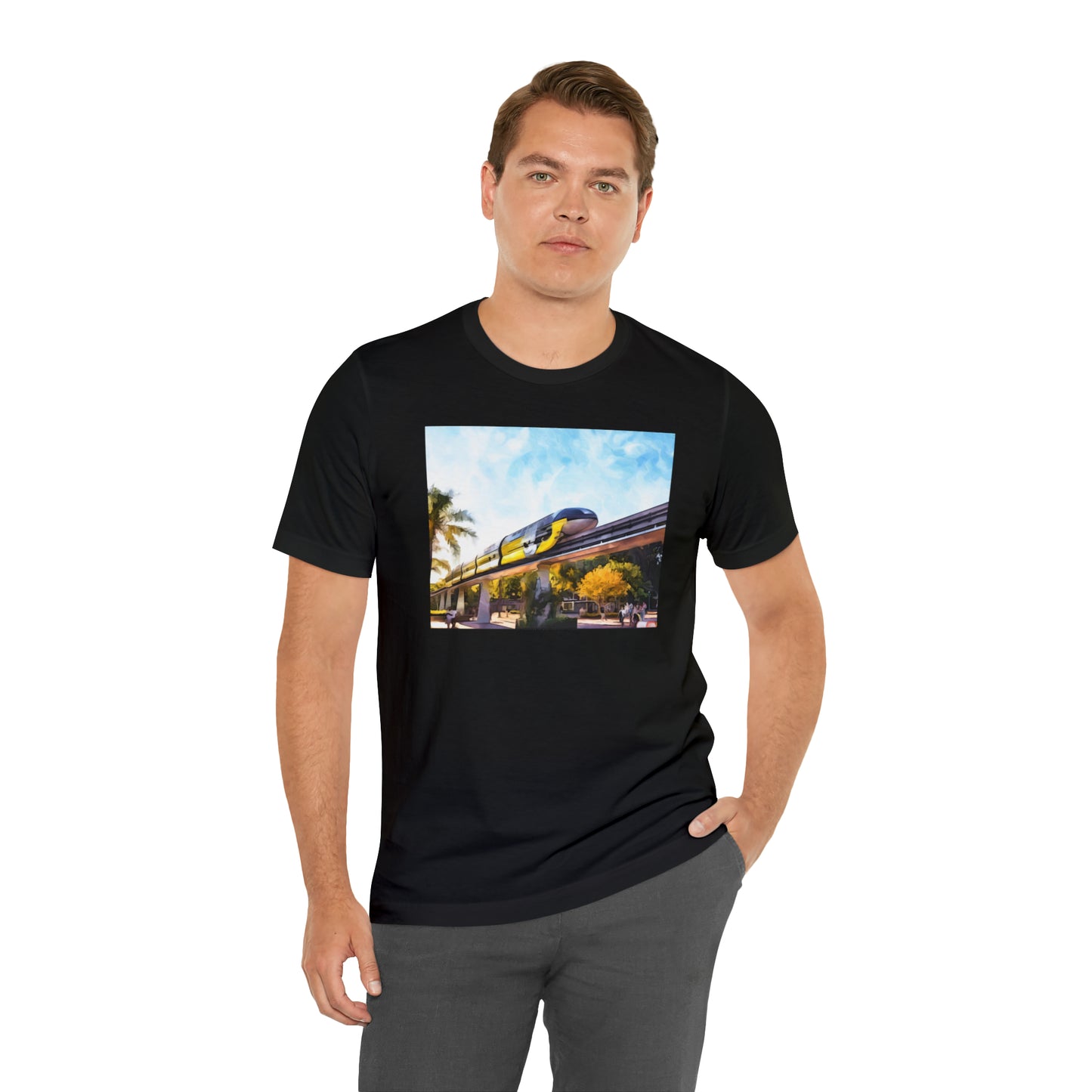 Unisex Jersey Short Sleeve Tee Painting of DISNEYLAND MONORAIL