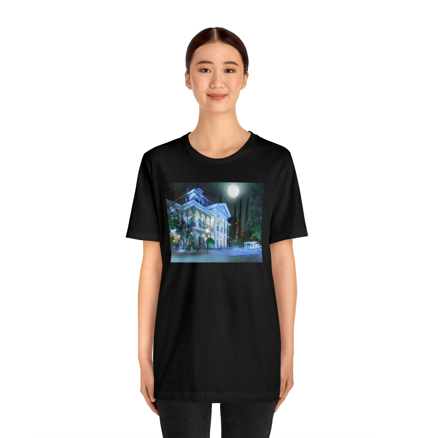 Unisex Jersey Short Sleeve Tee Painting of Disneyland the HAUNTED MANSION