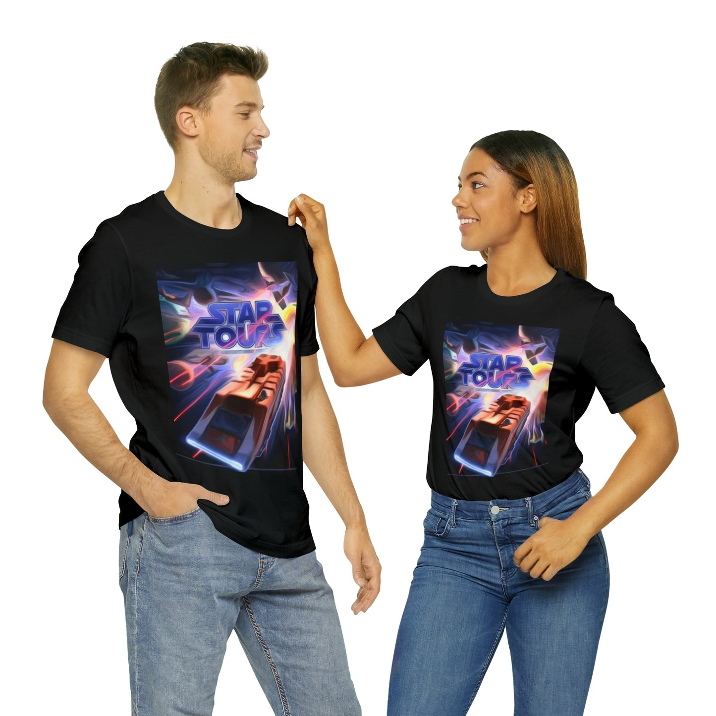 Unisex Jersey Short Sleeve Tee Painting of Disneyland STAR TOURS Poster