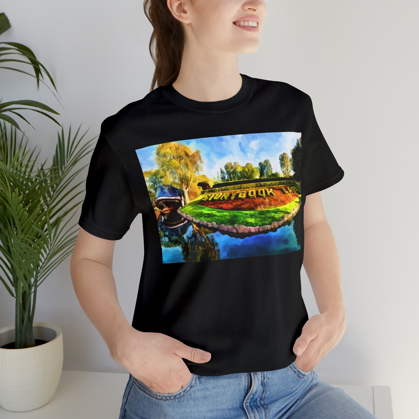Unisex Jersey Short Sleeve Tee Painting of Disneyland STORY BOOK LAND