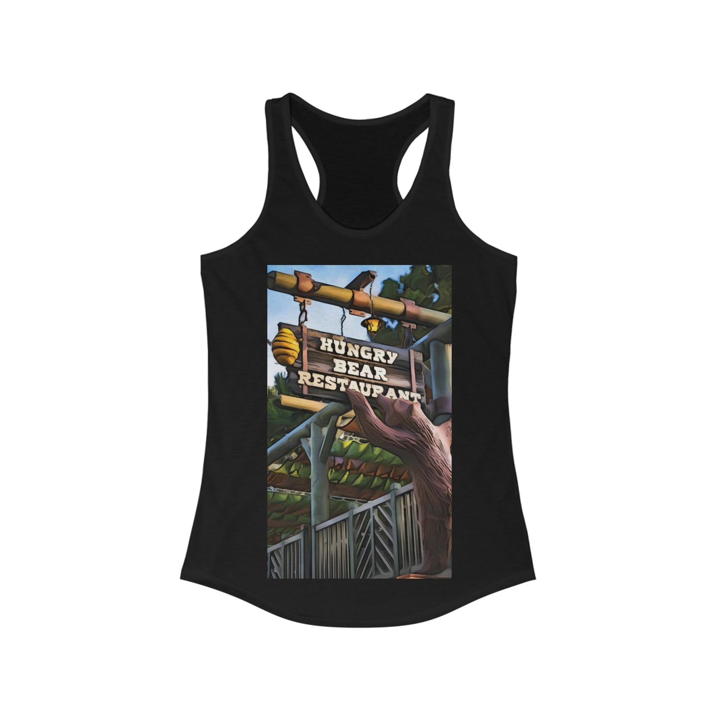 Women's Ideal Racerback Tank Painting of Disneyland Hungry Bear Restaurant