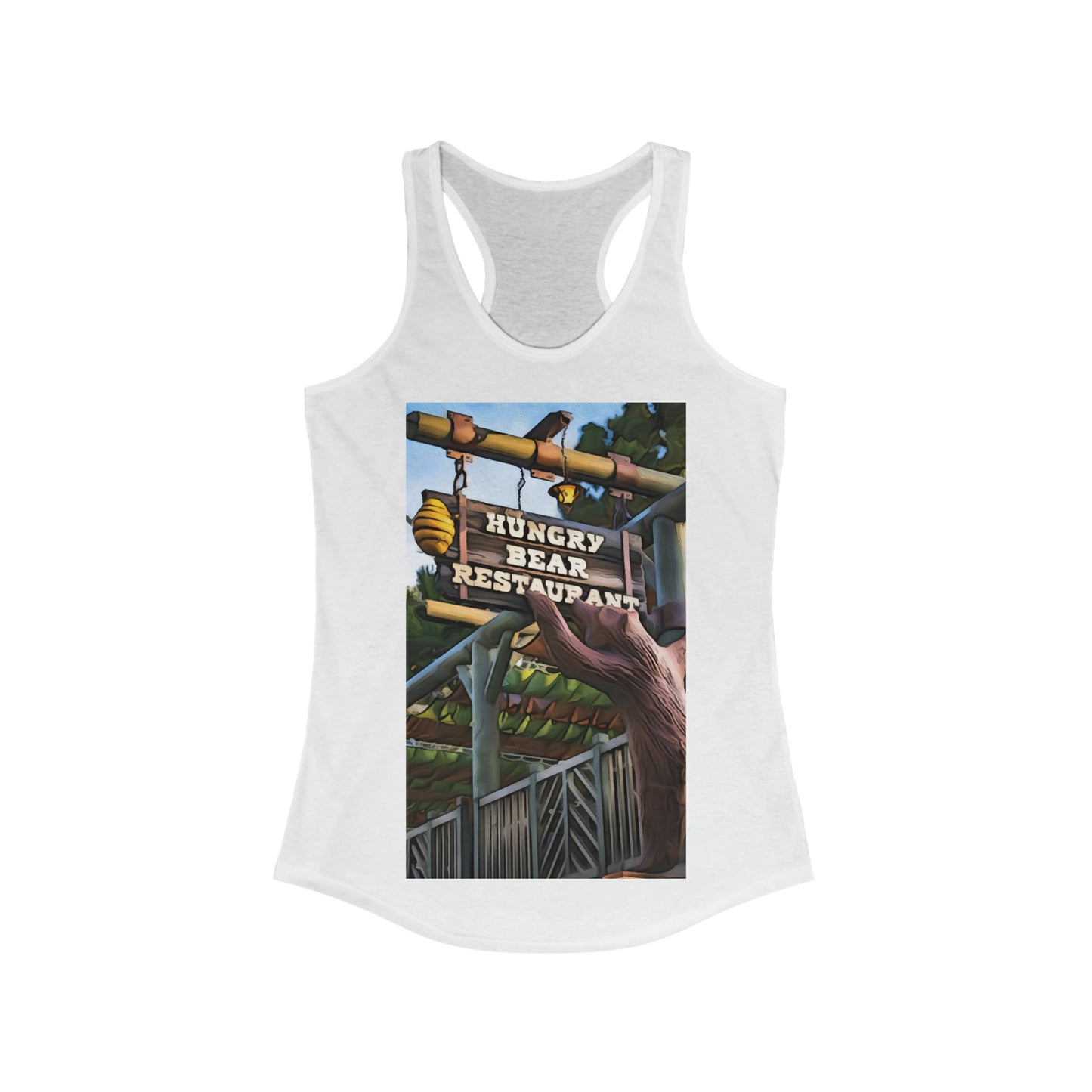 Women's Ideal Racerback Tank Painting of Disneyland Hungry Bear Restaurant