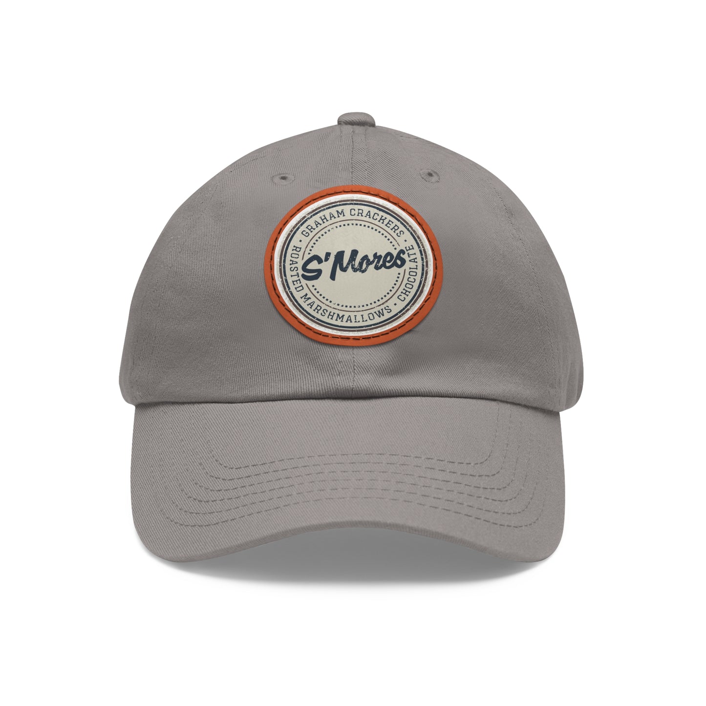 Dad Hat with Leather Patch (Round) Vintage S'mores Campfire Treat Stamp