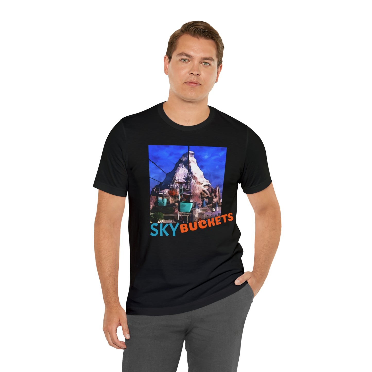 Unisex Jersey Short Sleeve Tee Painting of Disneyland SKY BUCKETS