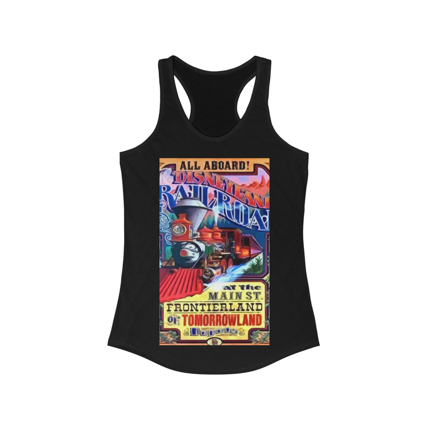 Women's Ideal Racerback Tank Painting of Disneyland Railroad Main Street Poster