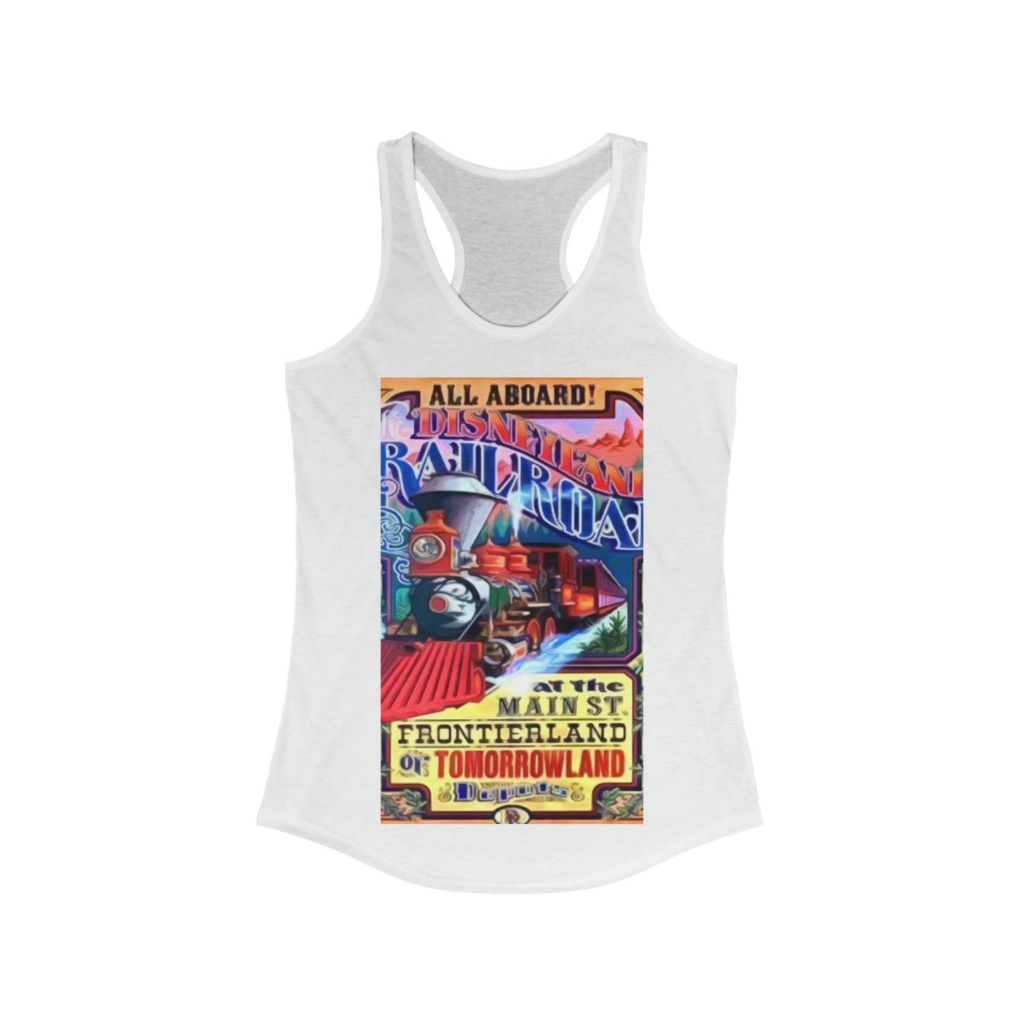 Women's Ideal Racerback Tank Painting of Disneyland Railroad Main Street Poster