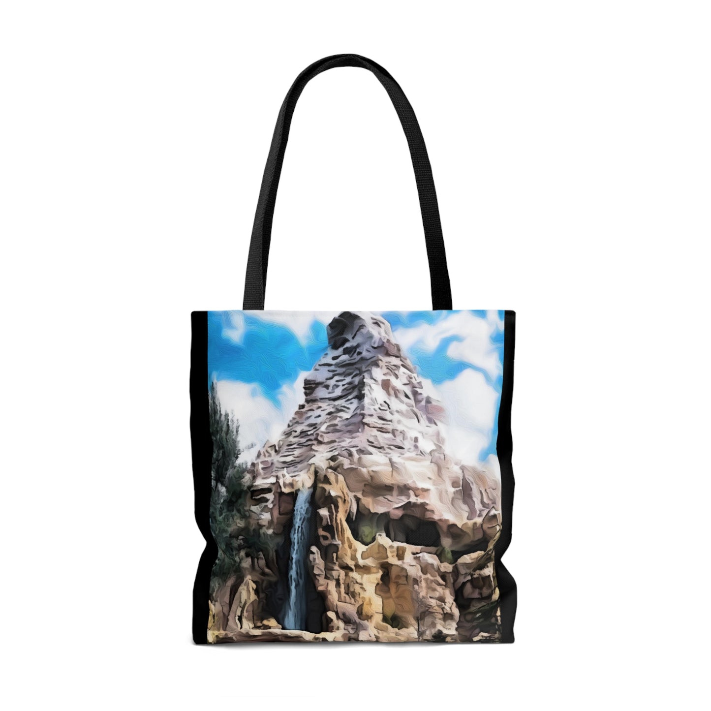 AOP Tote Bag Painting of Disneyland Matterhorn Mountain Ride