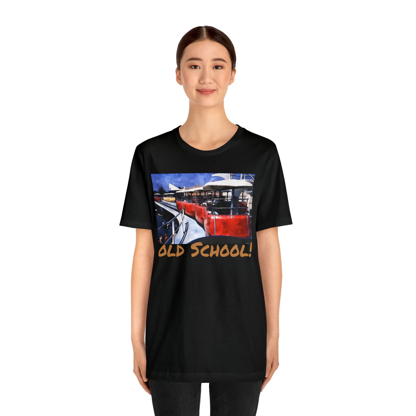 Unisex Jersey Short Sleeve Tee Painting of Disneyland People Mover old school!