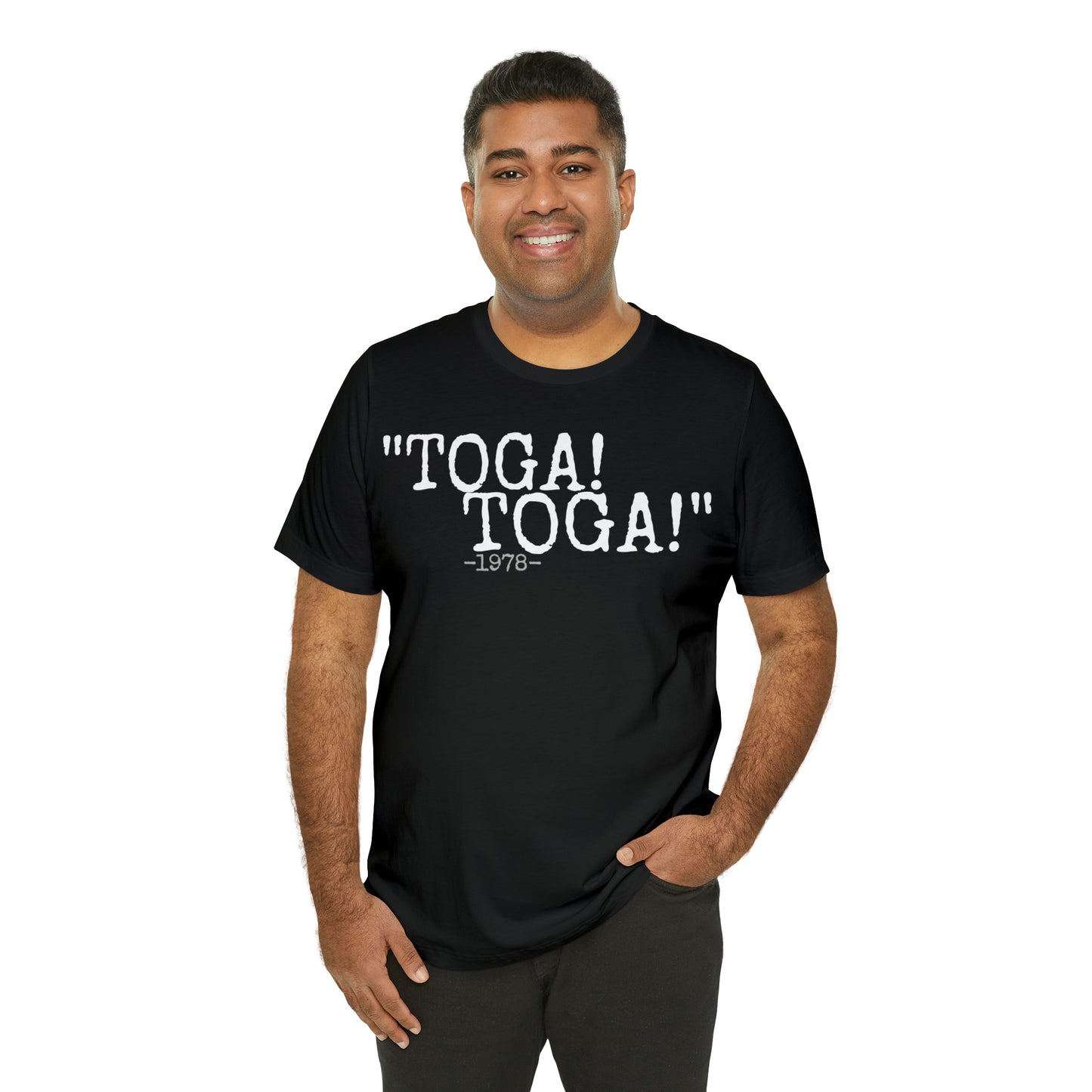 Unisex Jersey Short Sleeve Tee Animal House Movie 1978 Quote "Toga! Toga!