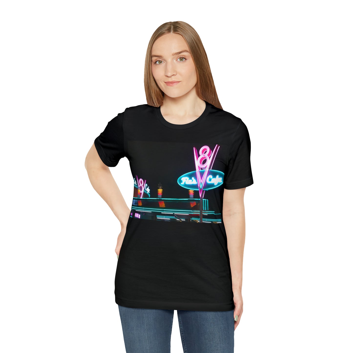 Unisex Jersey Short Sleeve Tee painting of Disneyland DCA Flo's V8 Cafe