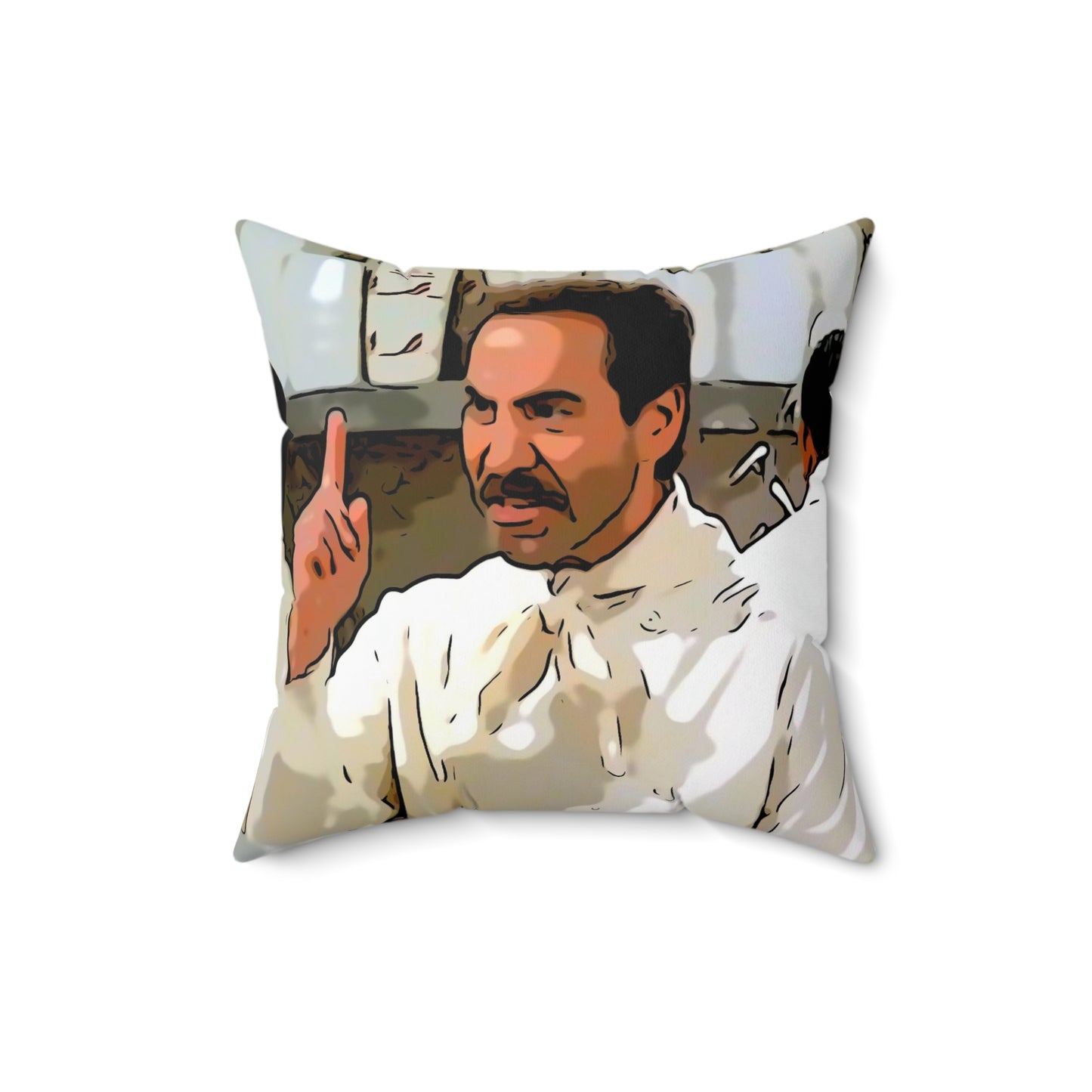 Spun Polyester Square Pillow painting of Seinfeld tv show ~No Soup For You!