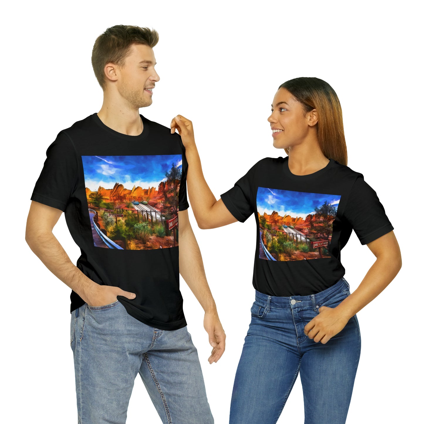 Unisex Jersey Short Sleeve Tee Painting of Disneyland RADIATOR SPRINGS RACERS
