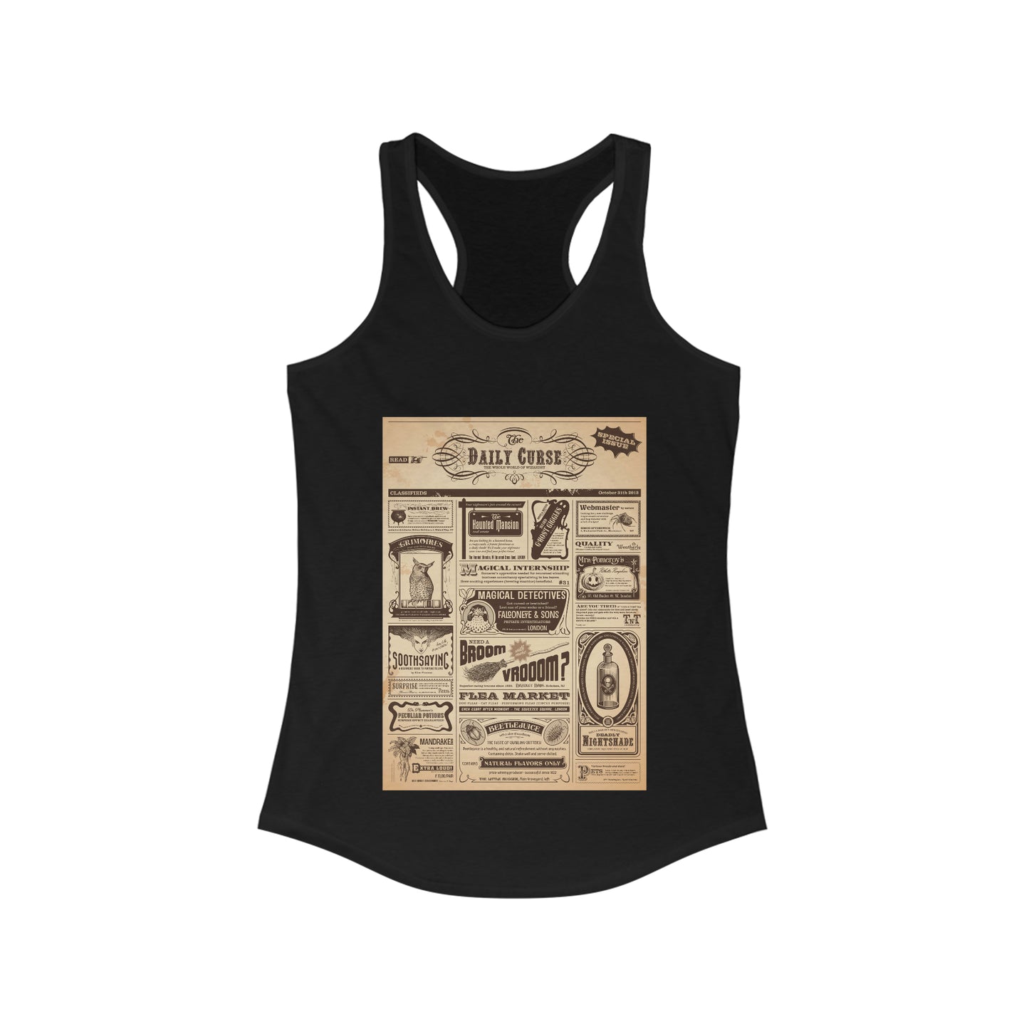 Women's Ideal Racerback Tank Halloween newspaper