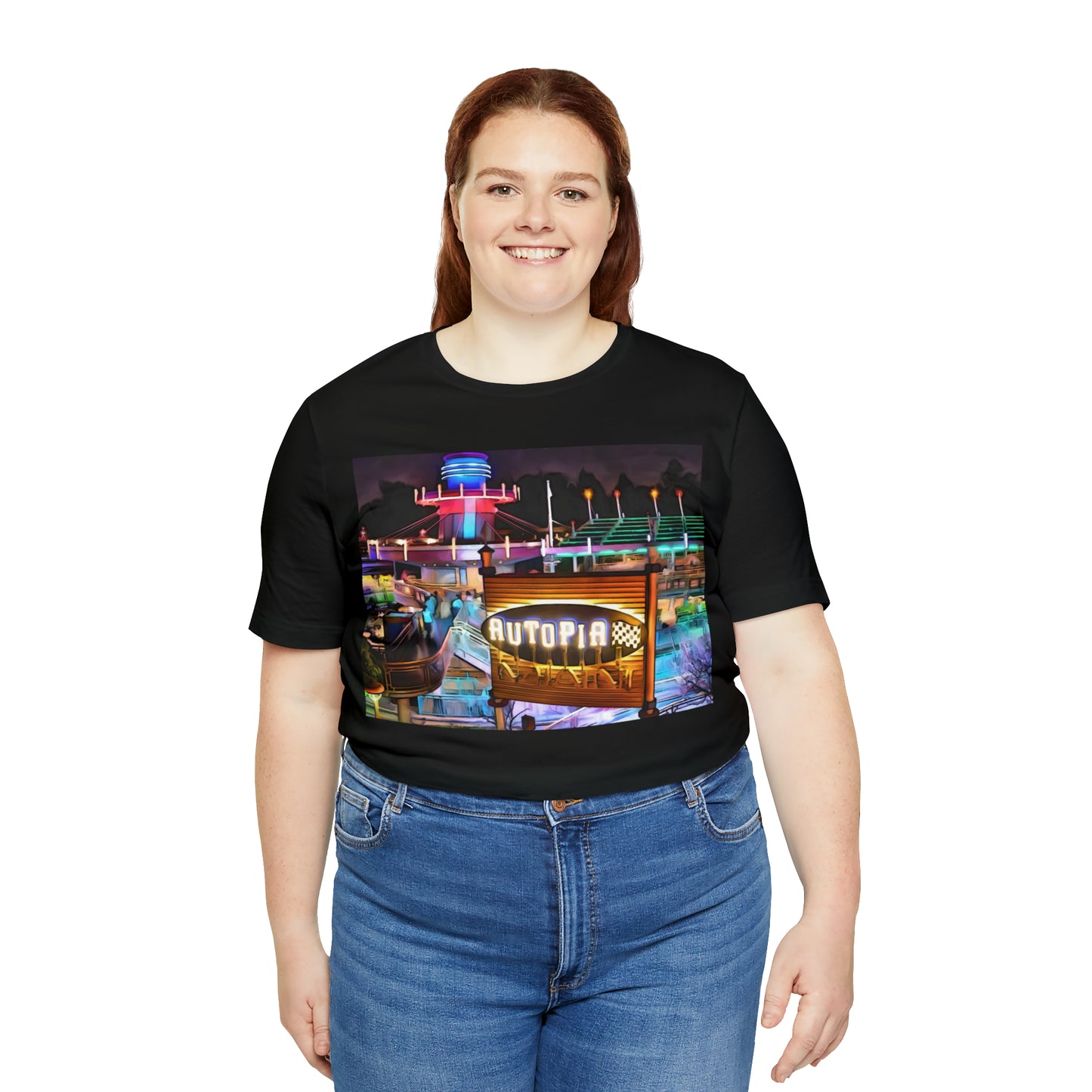 Unisex Jersey Short Sleeve Tee Painting of Disneyland AUTOPIA