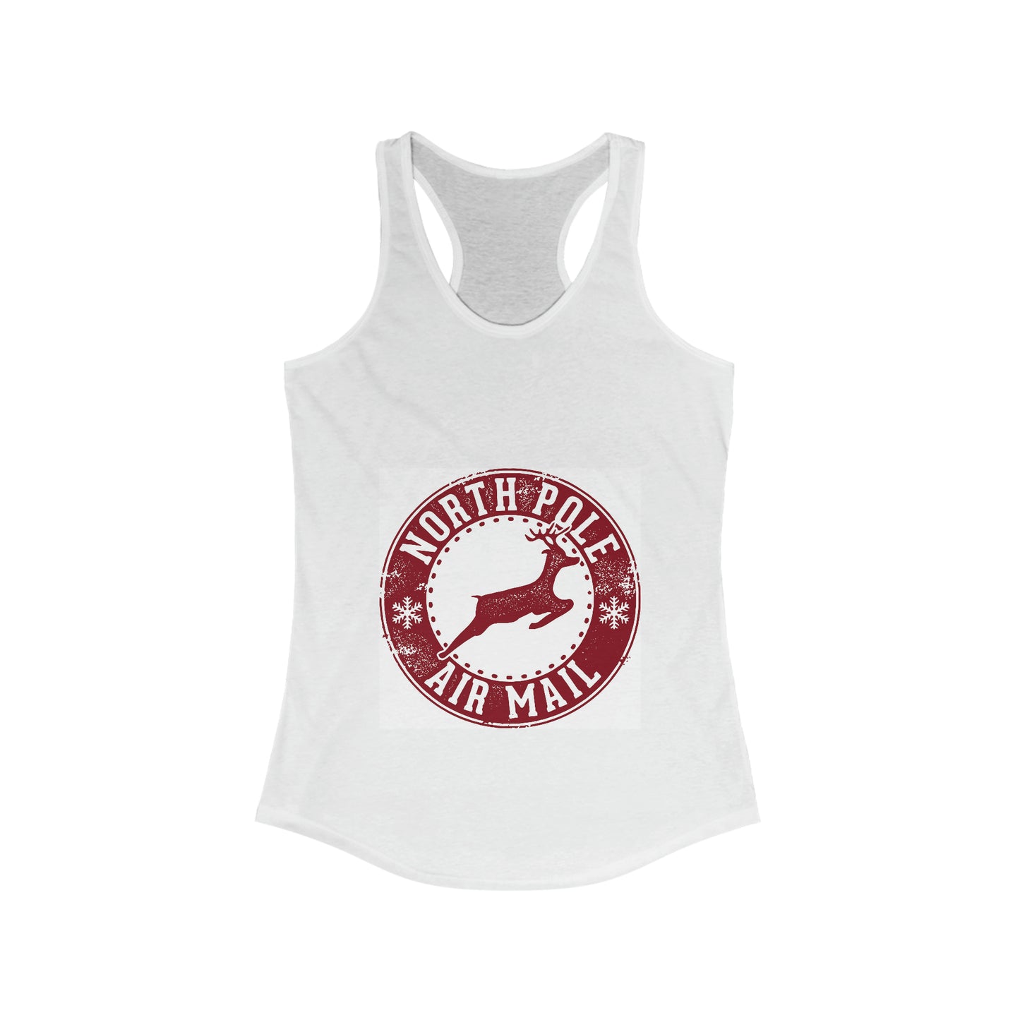 Women's Ideal Racerback Tank North Pole Air Mail Christmas Santa Stamp