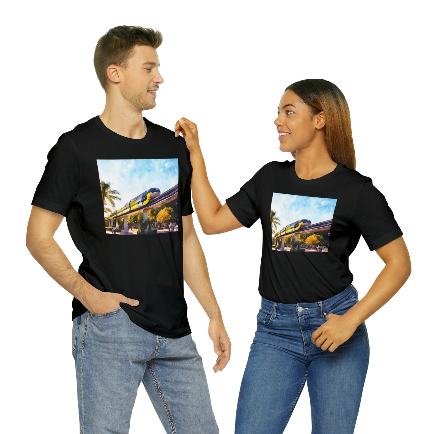 Unisex Jersey Short Sleeve Tee Painting of DISNEYLAND MONORAIL