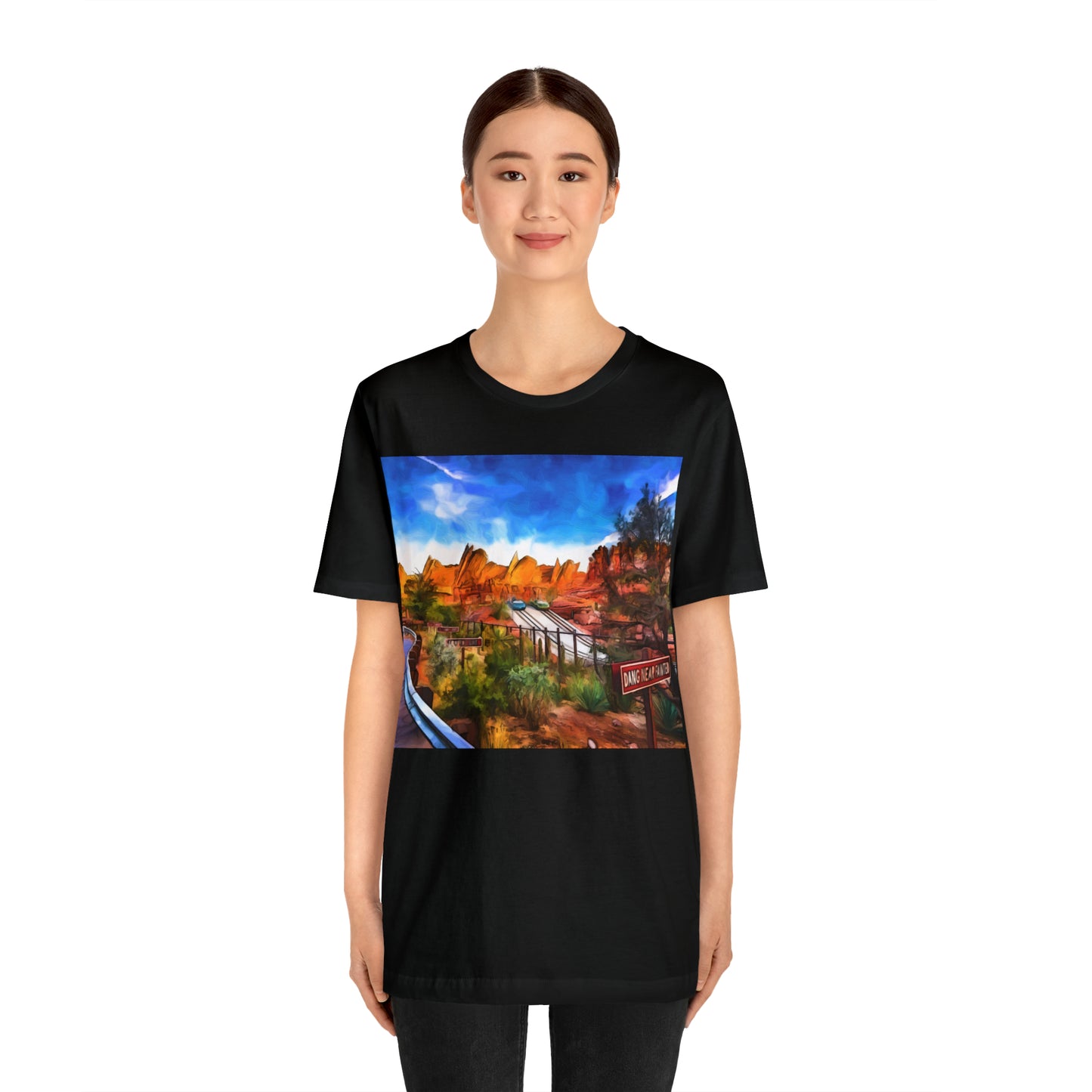 Unisex Jersey Short Sleeve Tee Painting of Disneyland RADIATOR SPRINGS RACERS