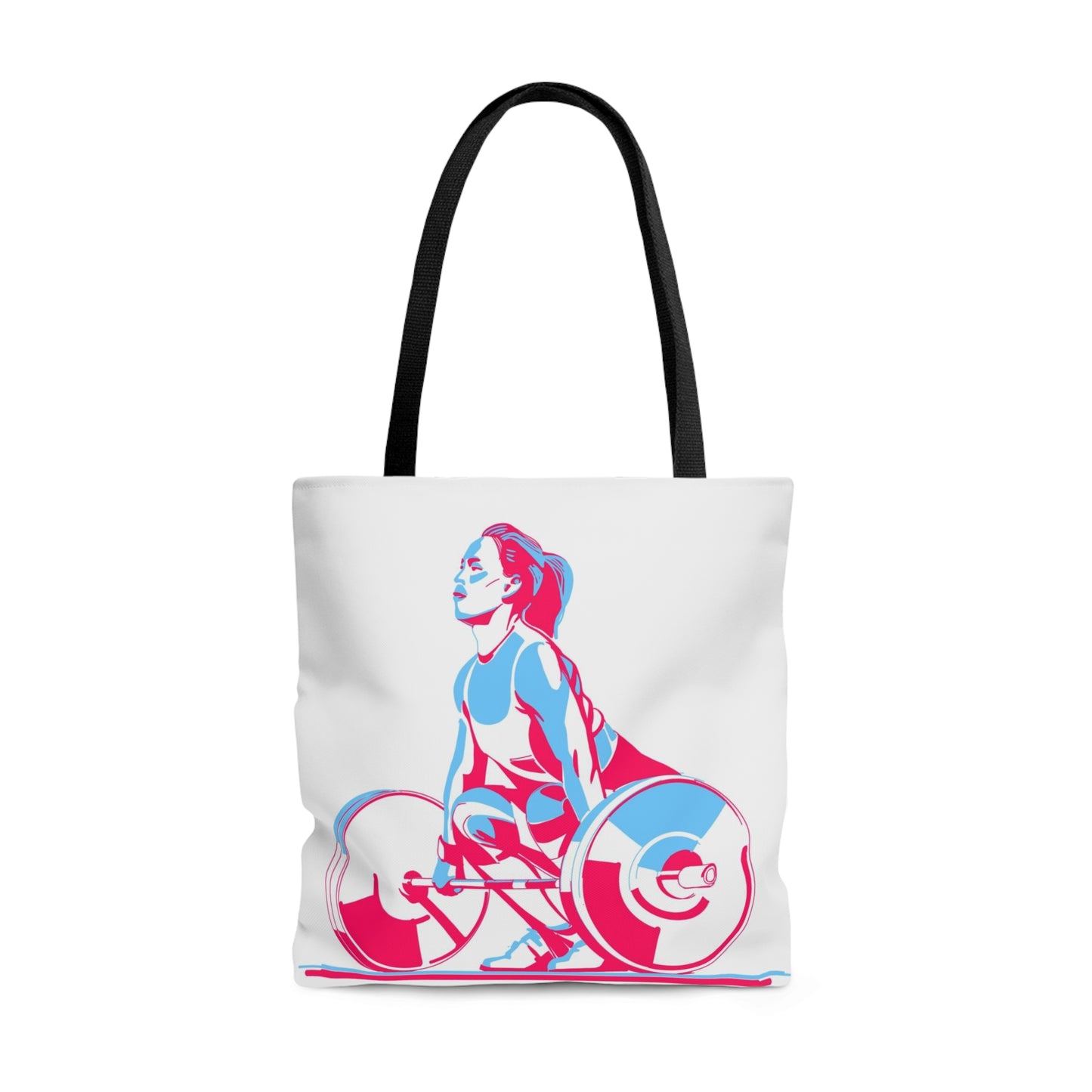 AOP Tote Bag the woman weightlifter doing lift big weight Gym