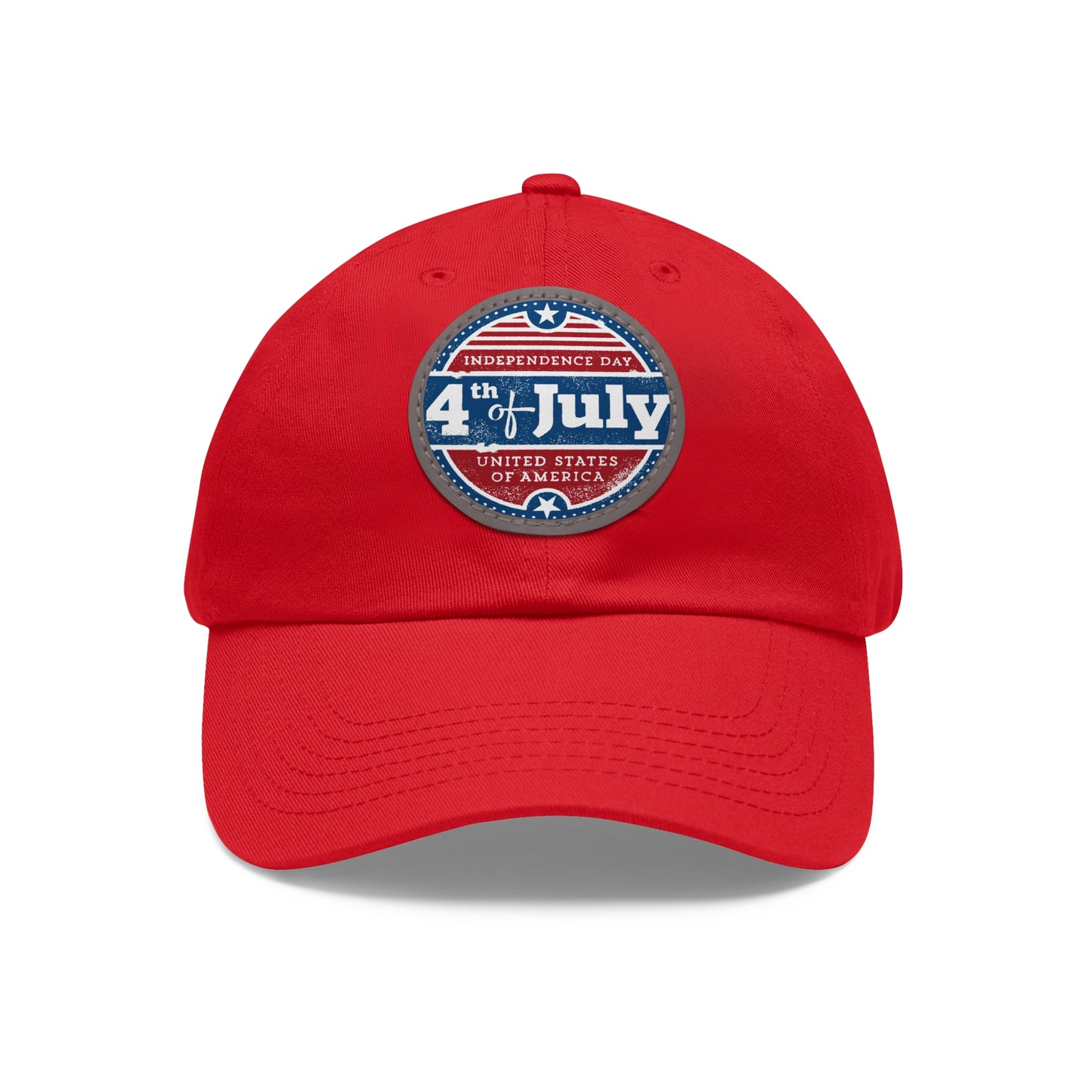 Dad Hat with Leather Patch (Round)Vintage Fourth of July Independence day stamp