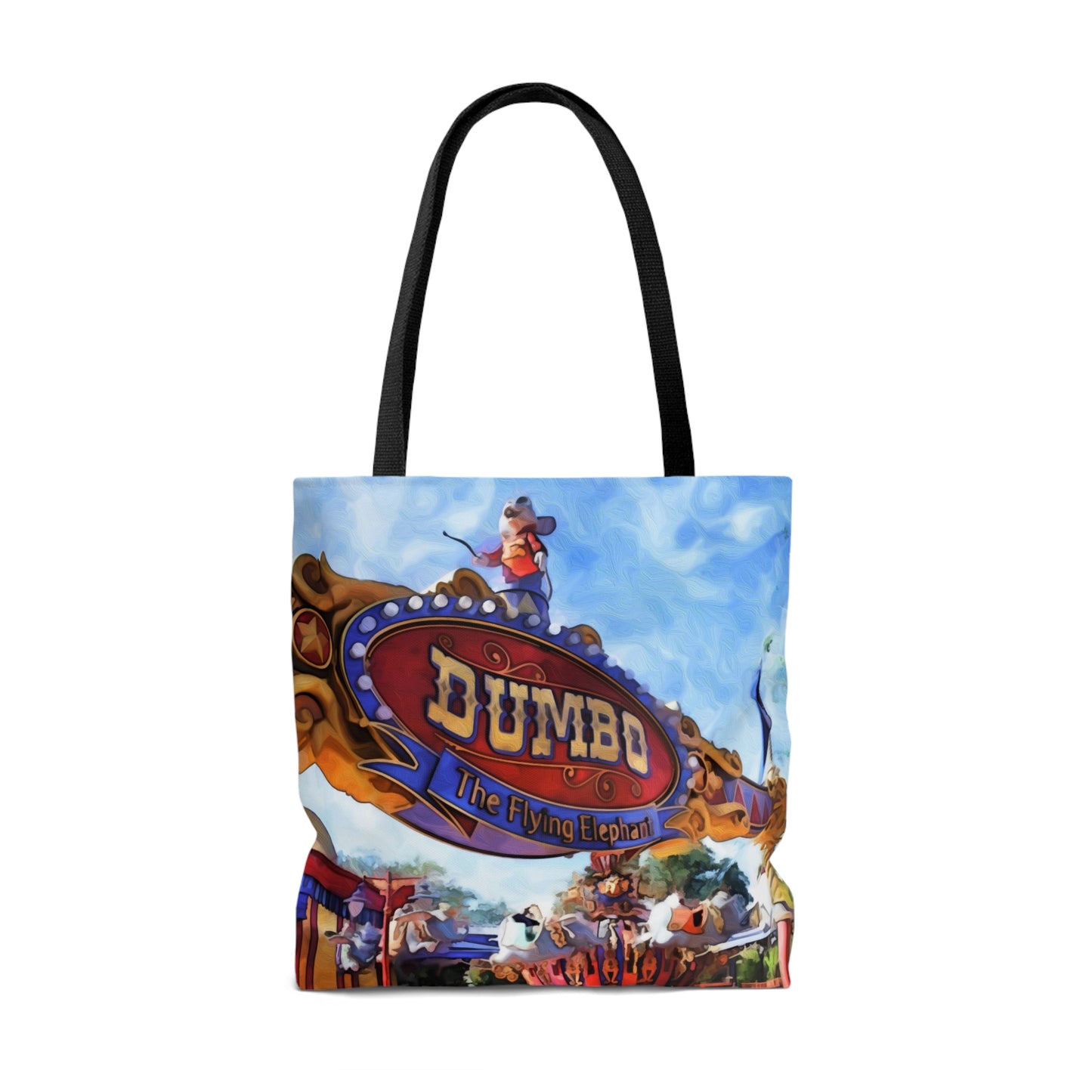 AOP Tote Bag Painting of Disneyland Resort Dumbo the Flying Elephant Ride
