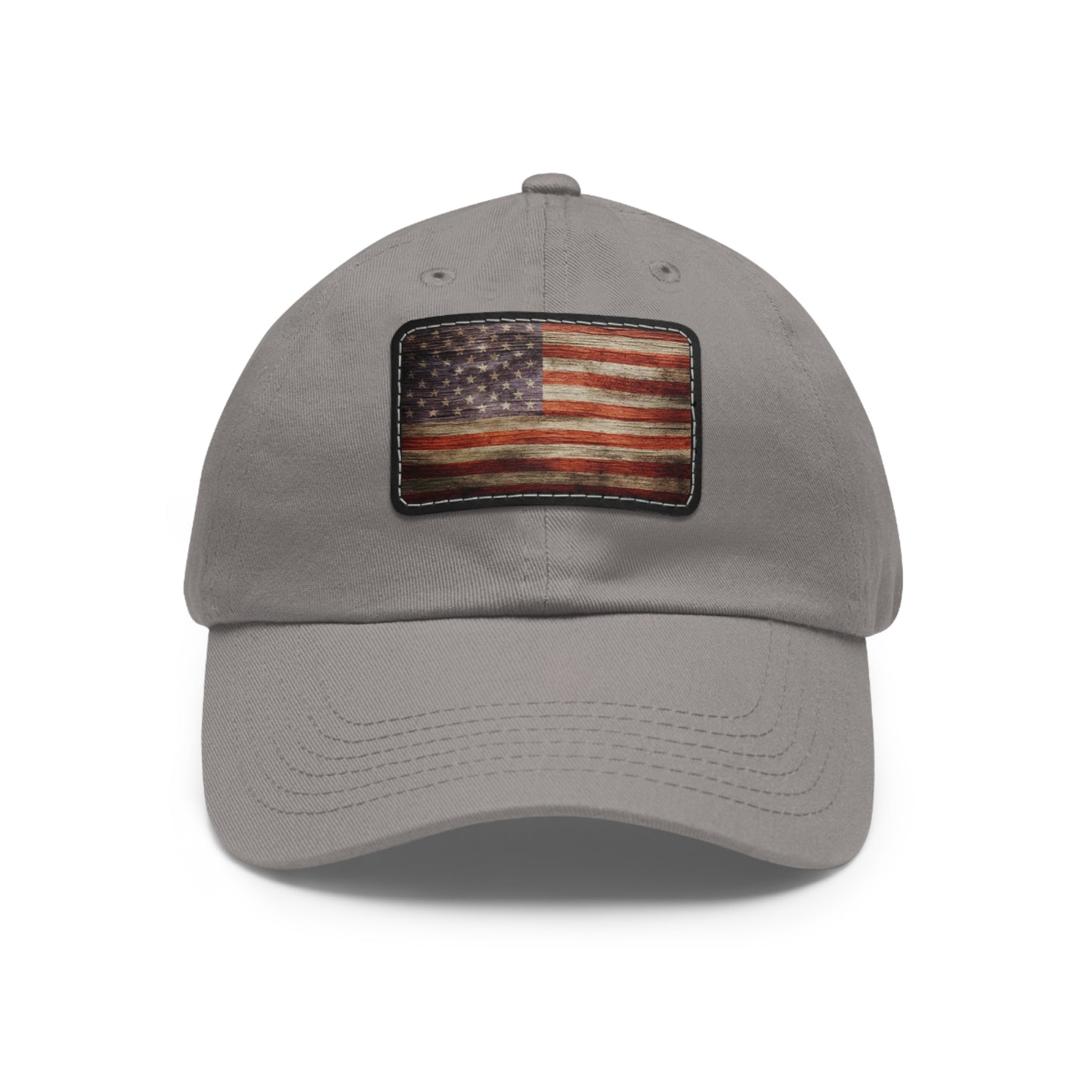 Dad Hat with Leather Patch (Rectangle) Worn vintage American flag