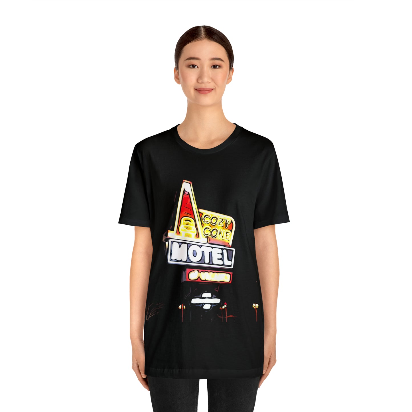 Unisex Jersey Short Sleeve Tee painting of Disneyland DCA Cozy Cone's Motel