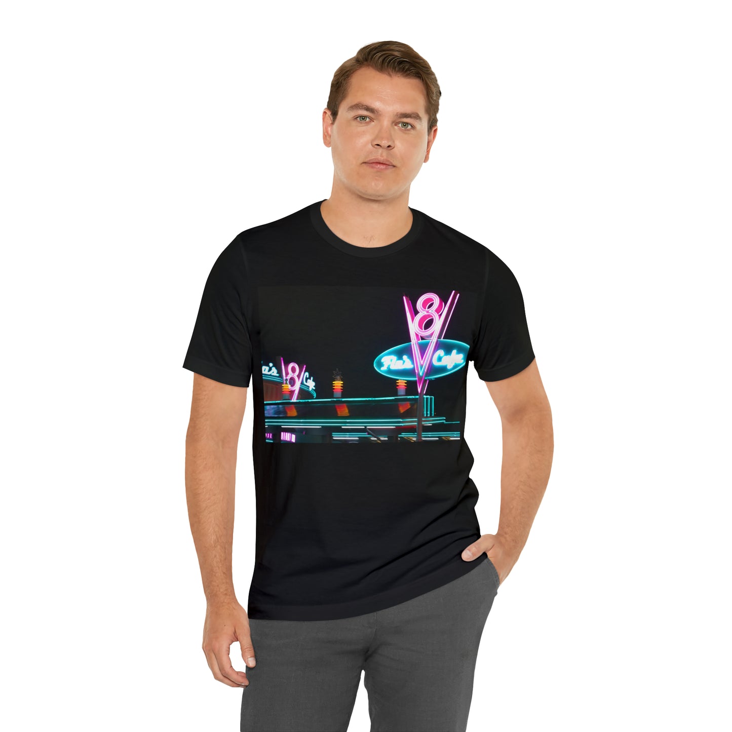 Unisex Jersey Short Sleeve Tee painting of Disneyland DCA Flo's V8 Cafe