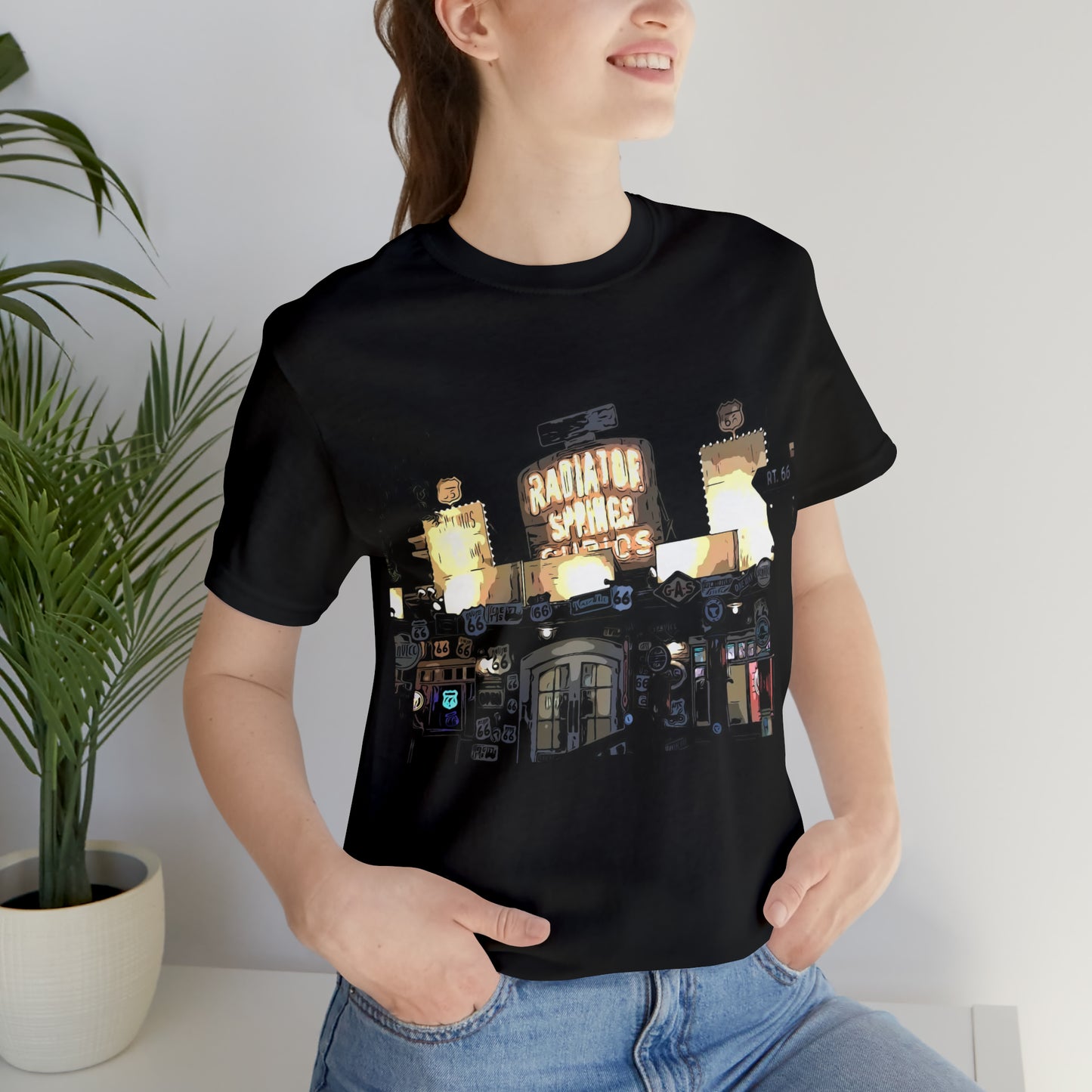Unisex Jersey Short Sleeve Tee painting of Disneyland DCA Radiator Springs