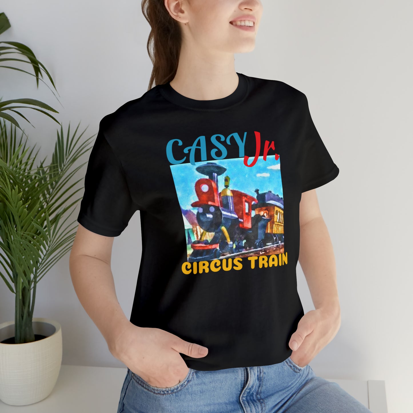 Unisex Jersey Short Sleeve Tee Painting of Disneyland ~JASEY JR Train Ride