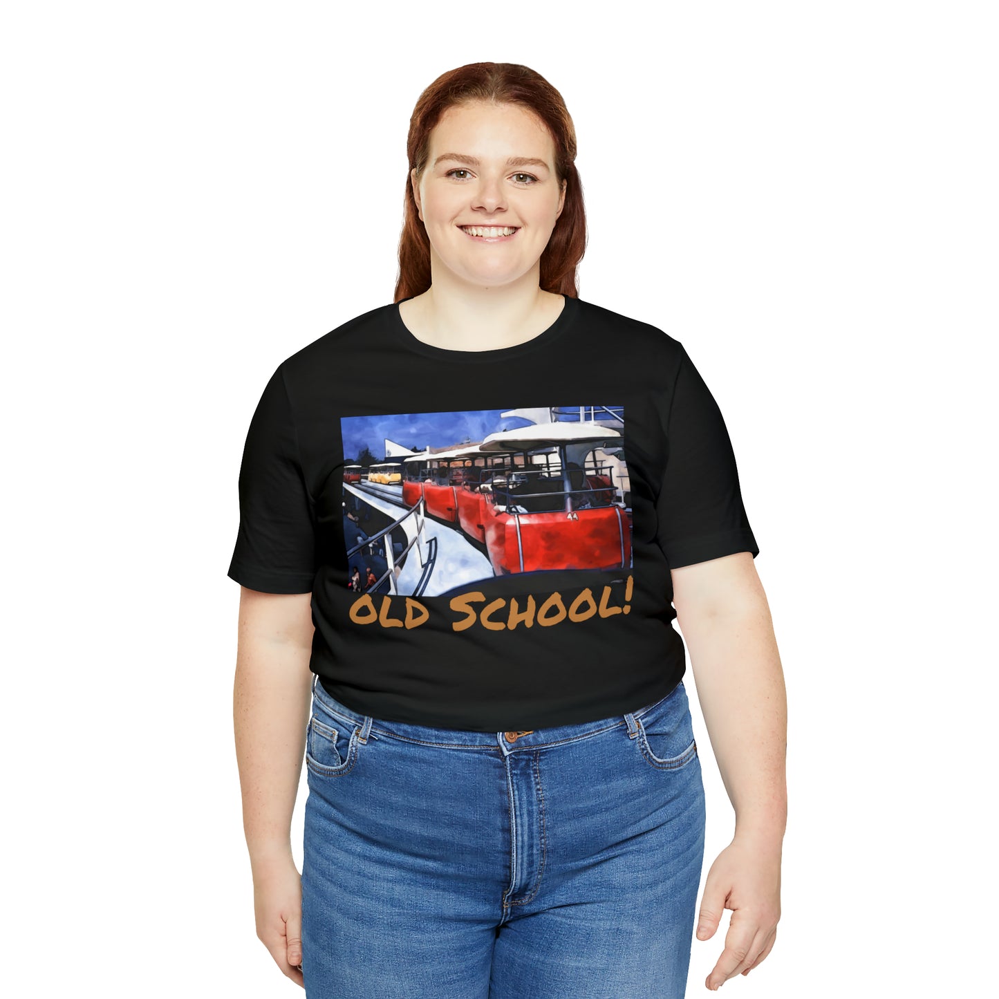 Unisex Jersey Short Sleeve Tee Painting of Disneyland People Mover old school!