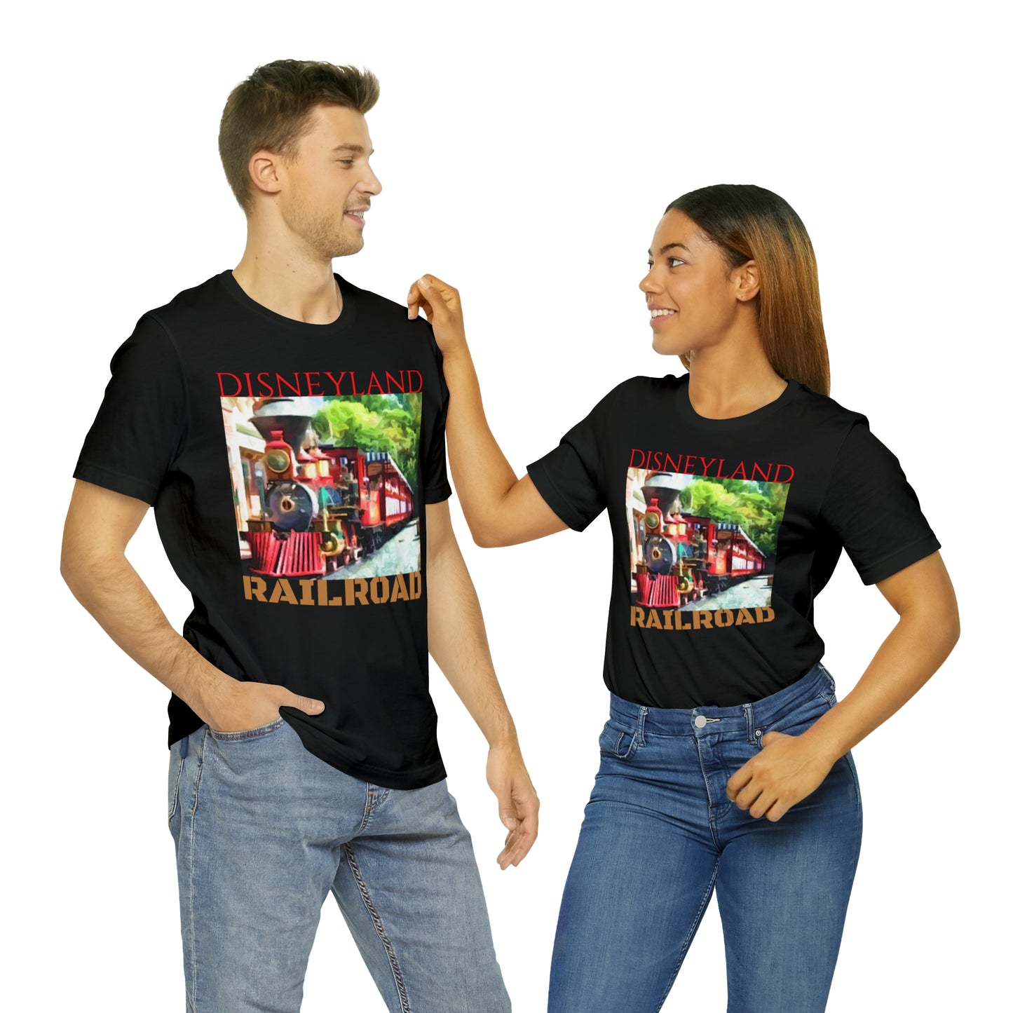 Unisex Jersey Short Sleeve Tee Painting of DISNEYLAND Train RAILROAD