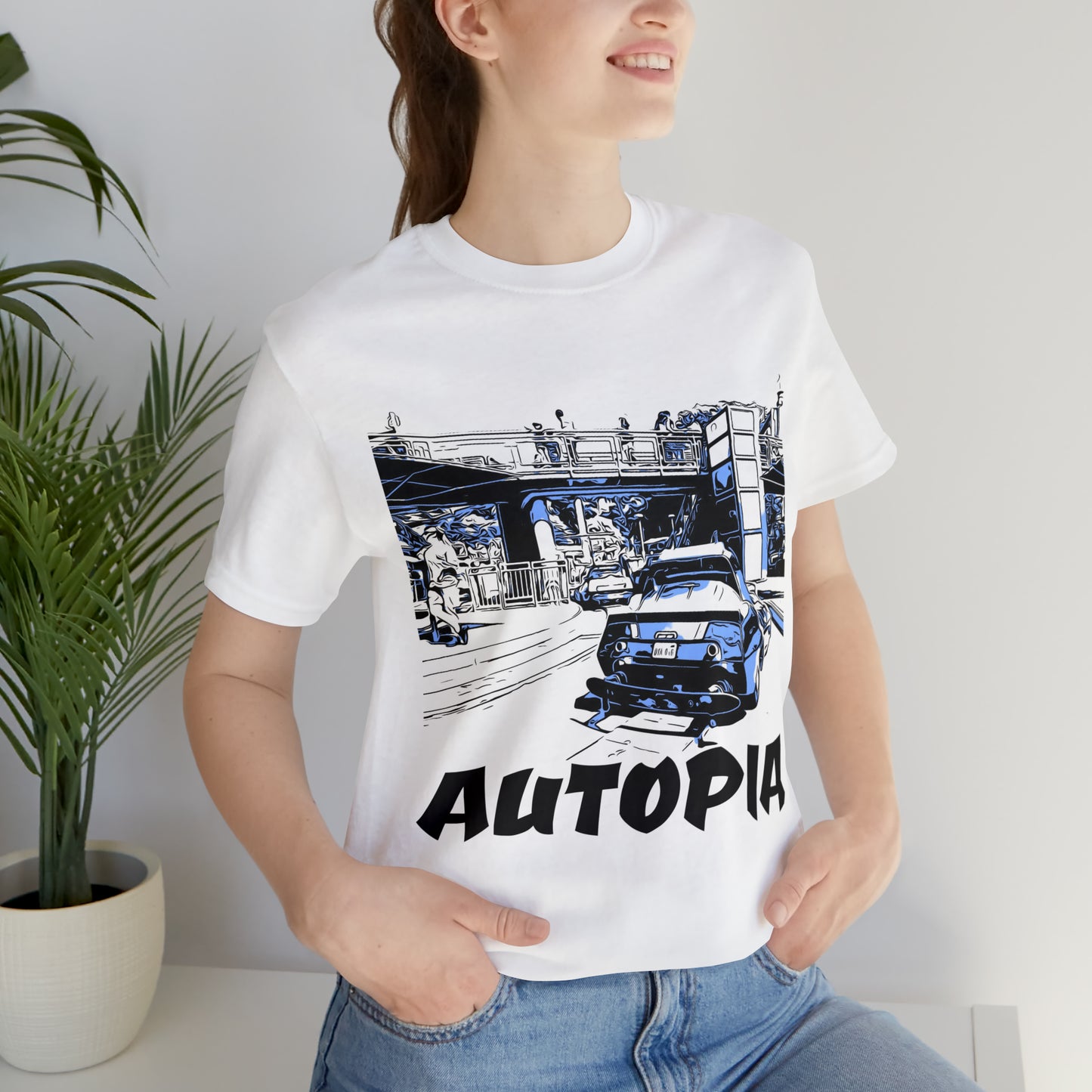 Unisex Jersey Short Sleeve Tee Painting of Disneyland AUTOPIA