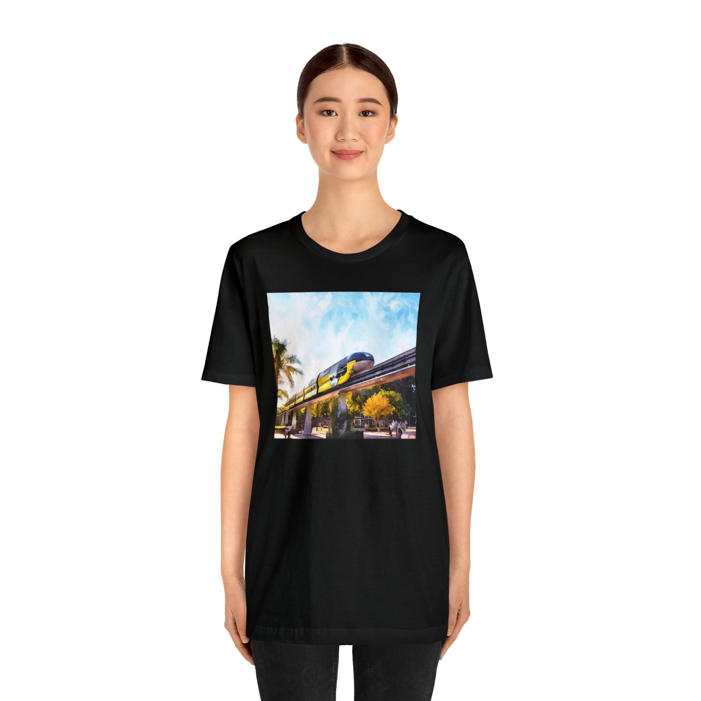 Unisex Jersey Short Sleeve Tee Painting of DISNEYLAND MONORAIL