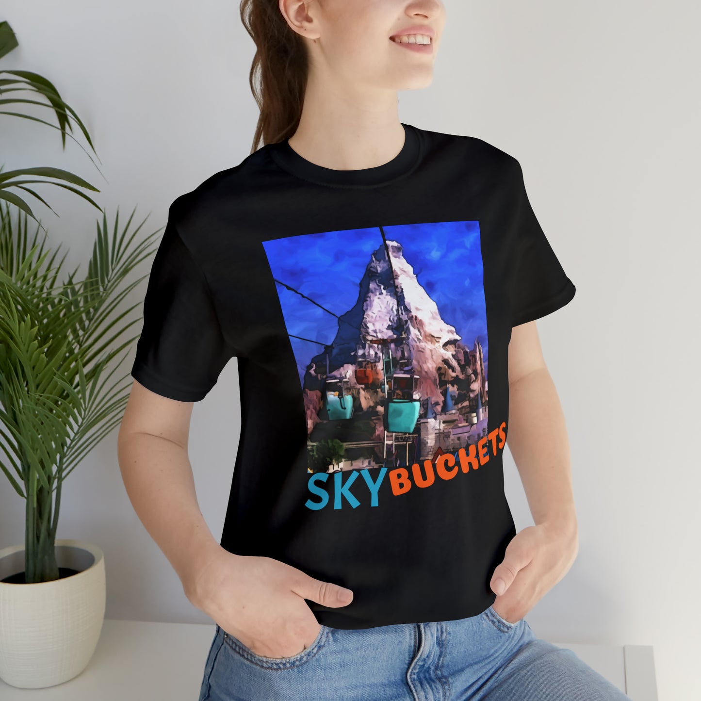 Unisex Jersey Short Sleeve Tee Painting of Disneyland SKY BUCKETS