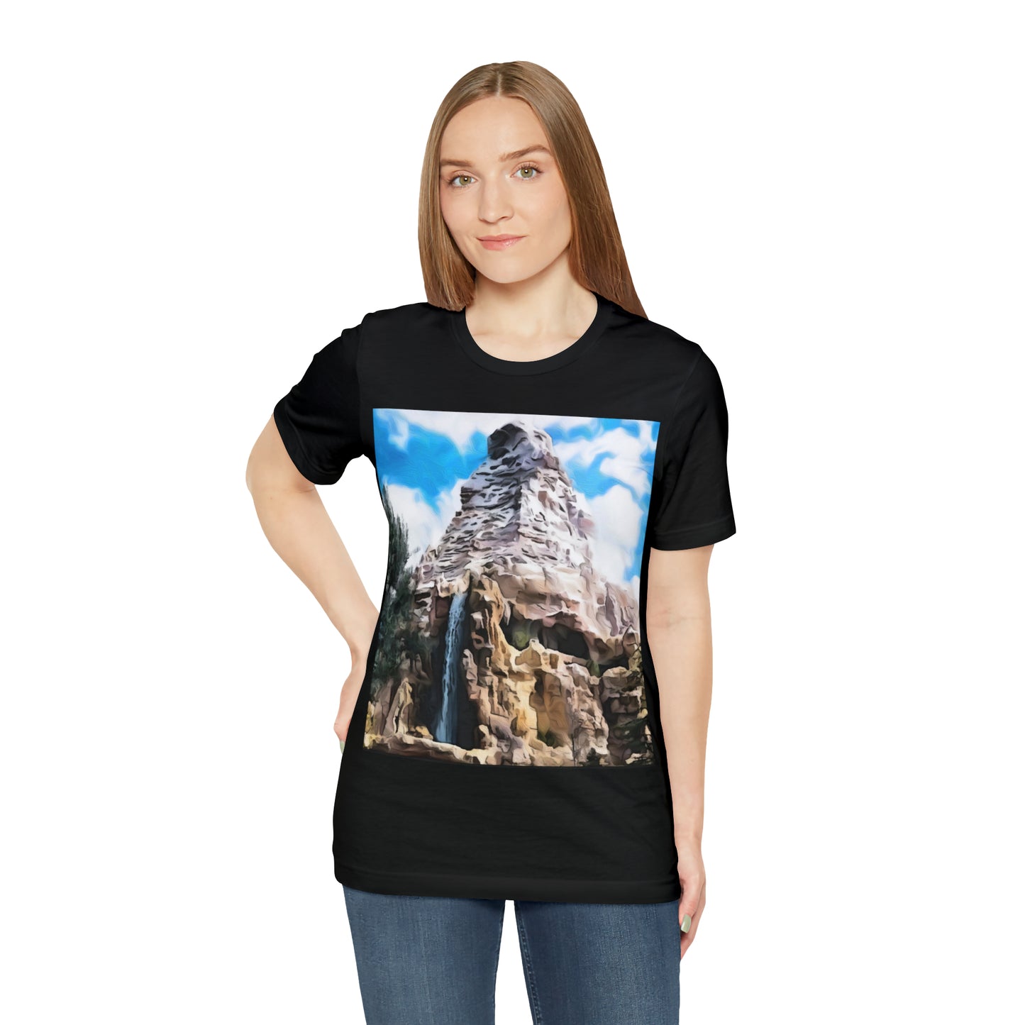 Unisex Jersey Short Sleeve Tee Painting of Disneyland MATTERHORN MOUNTAIN