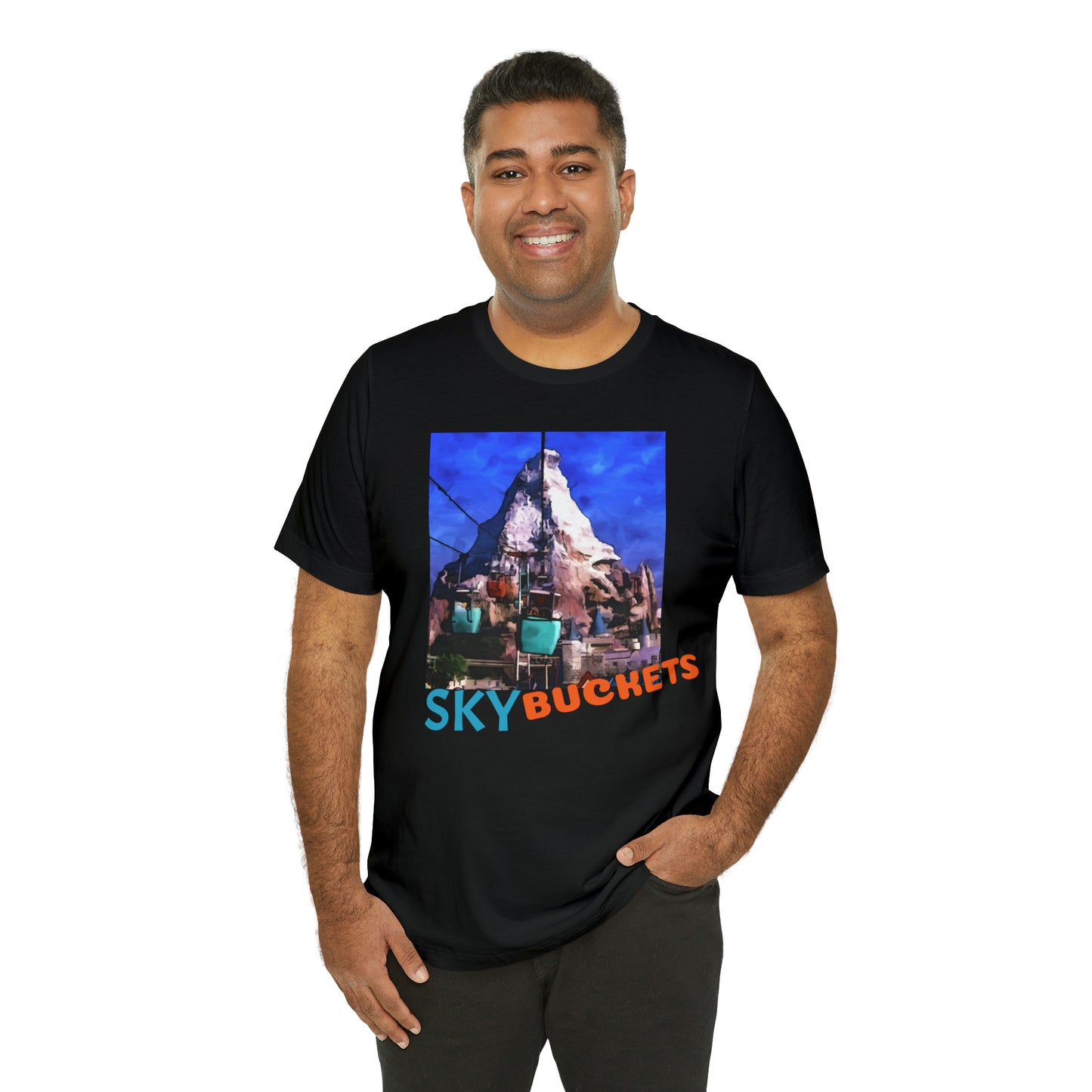 Unisex Jersey Short Sleeve Tee Painting of Disneyland SKY BUCKETS