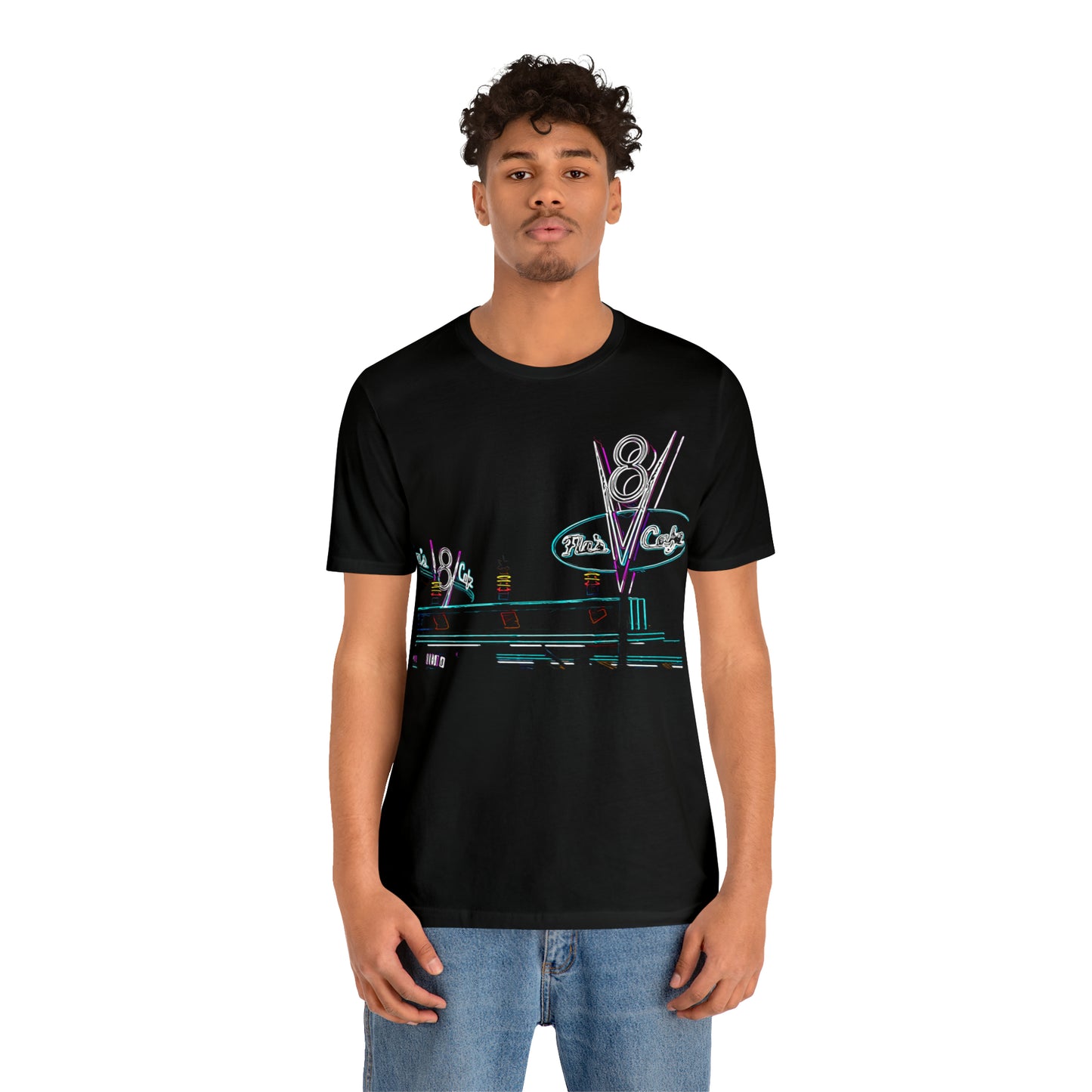 Unisex Jersey Short Sleeve Tee Painting of Disneyland Resort DCA Flo's V8 Cafe