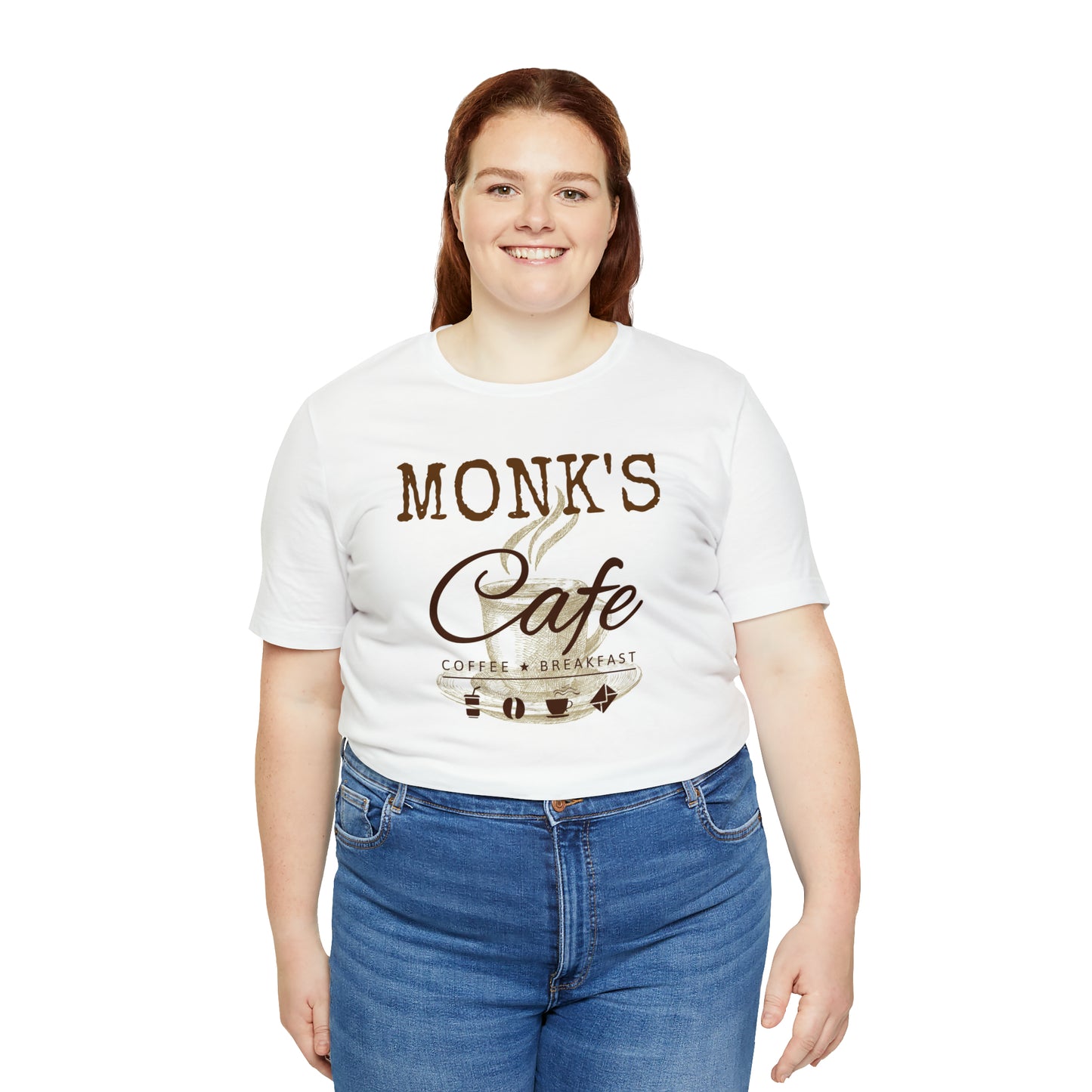 Unisex Jersey Short Sleeve Tee Seinfeld TV Show "Monk's Cafe"