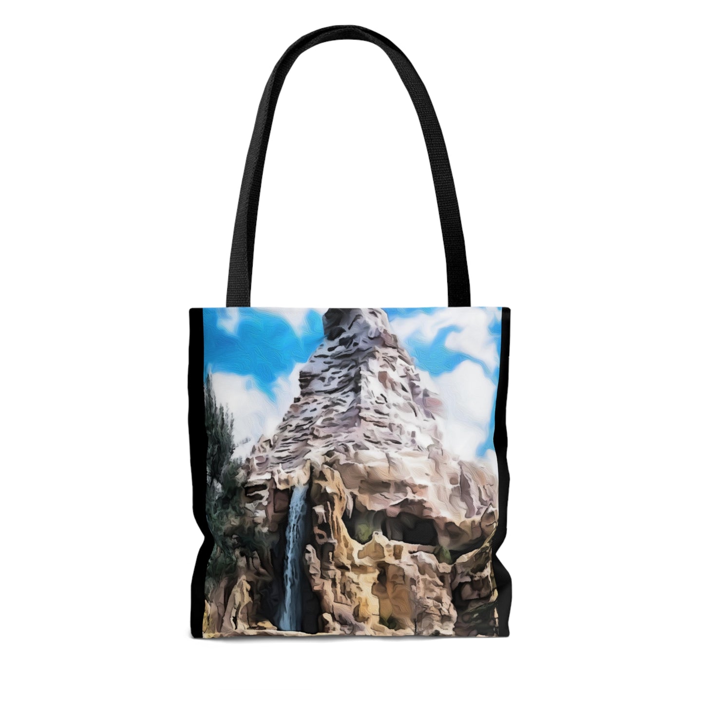 AOP Tote Bag Painting of Disneyland Matterhorn Mountain Ride