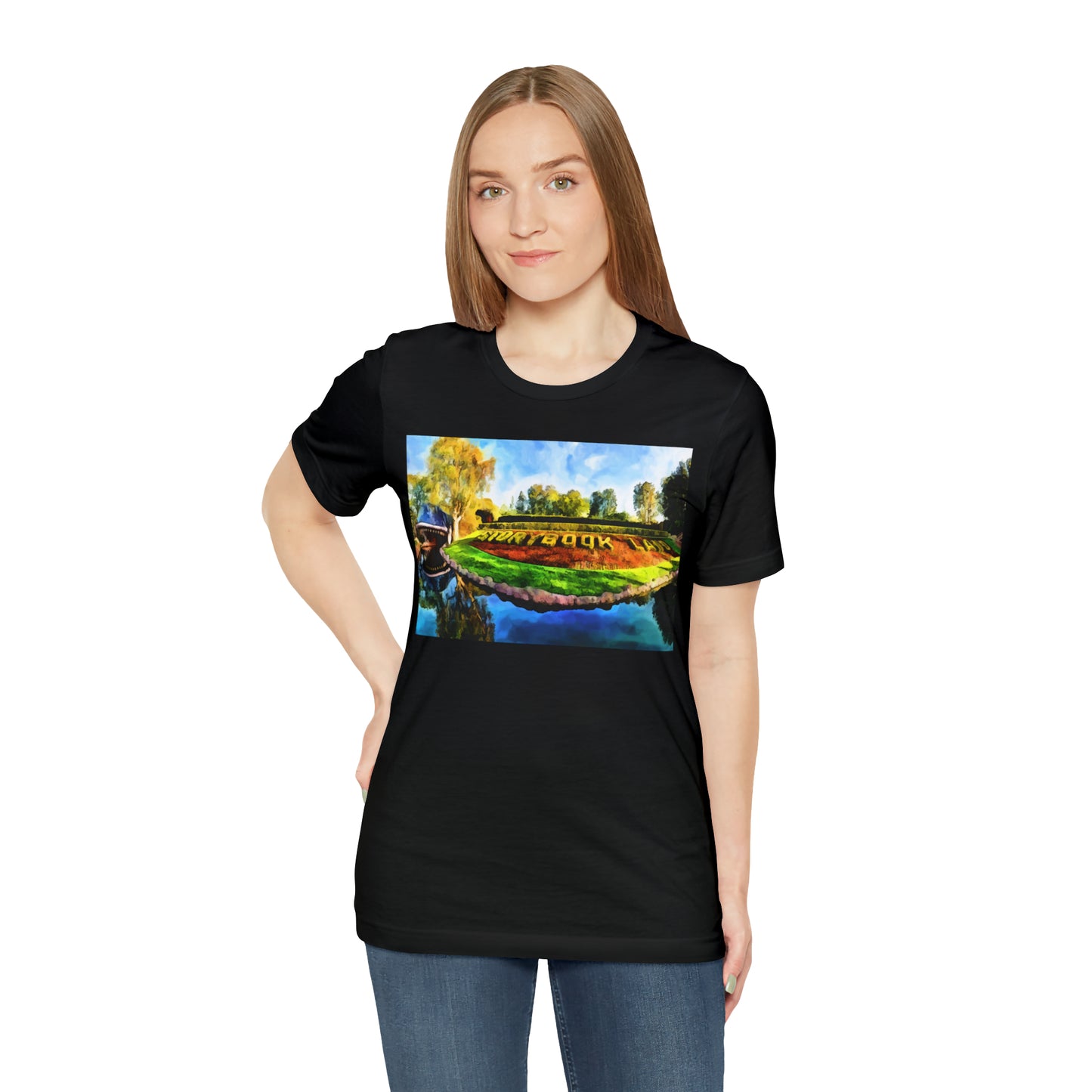 Unisex Jersey Short Sleeve Tee Painting of Disneyland STORY BOOK LAND