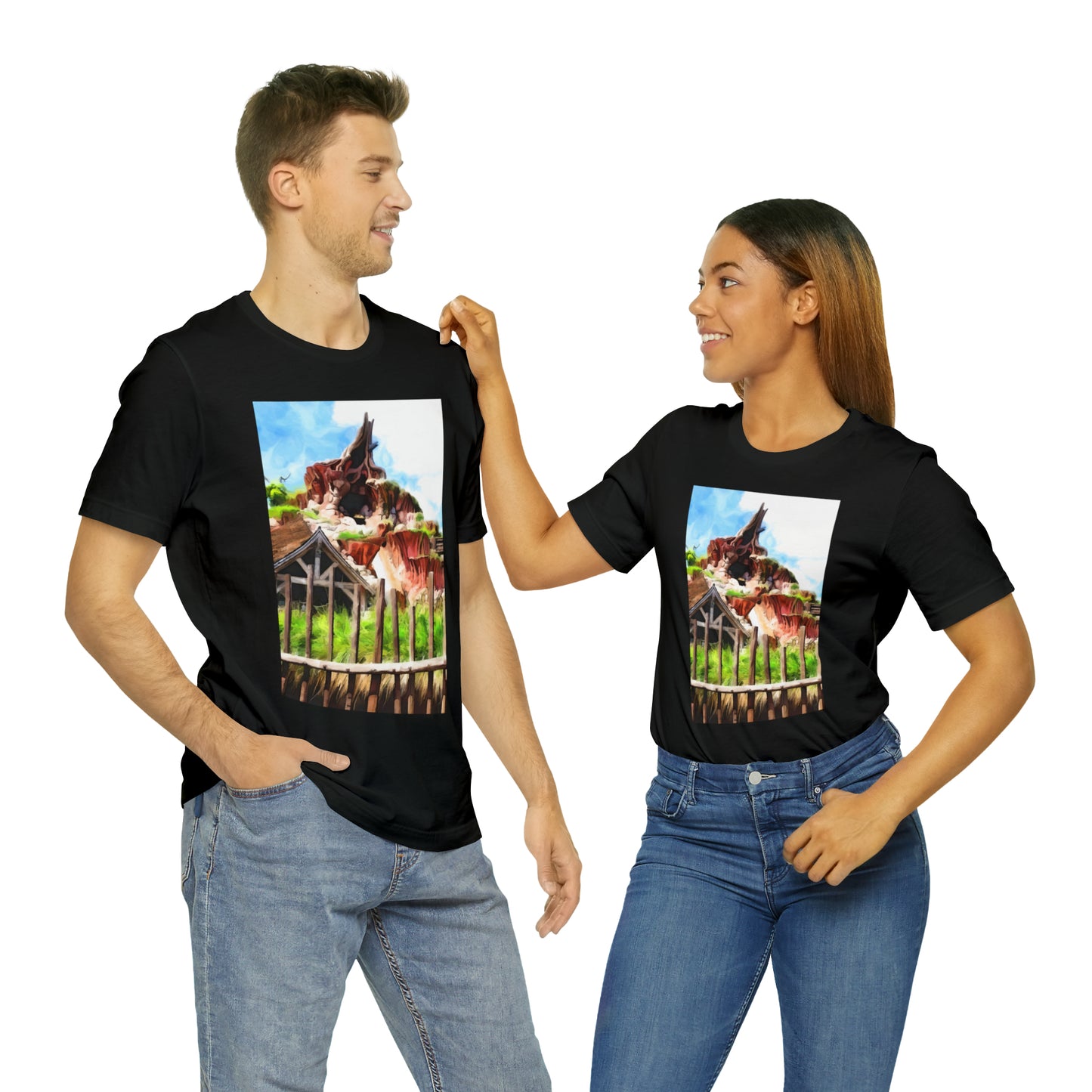 Unisex Jersey Short Sleeve Tee Painting of Disneyland ~ SPLASH MOUNTAIN