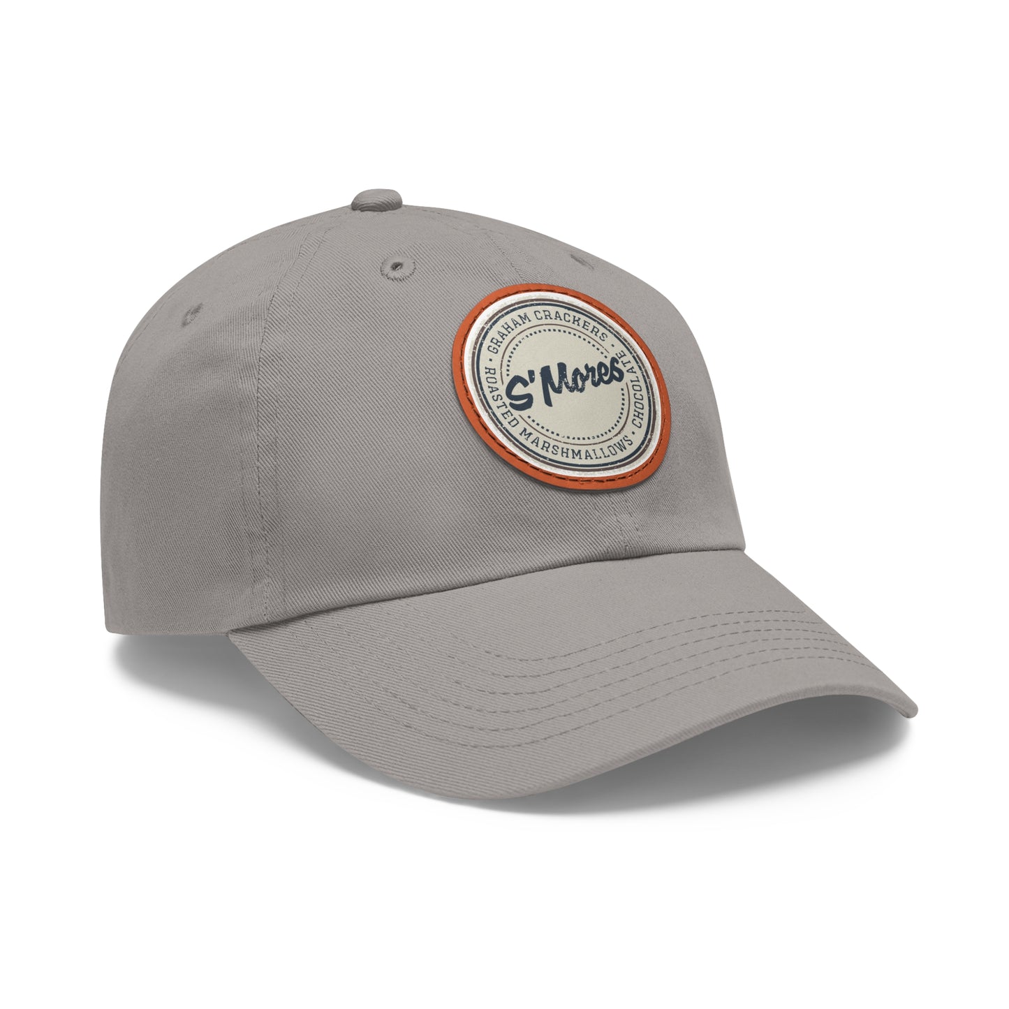 Dad Hat with Leather Patch (Round) Vintage S'mores Campfire Treat Stamp