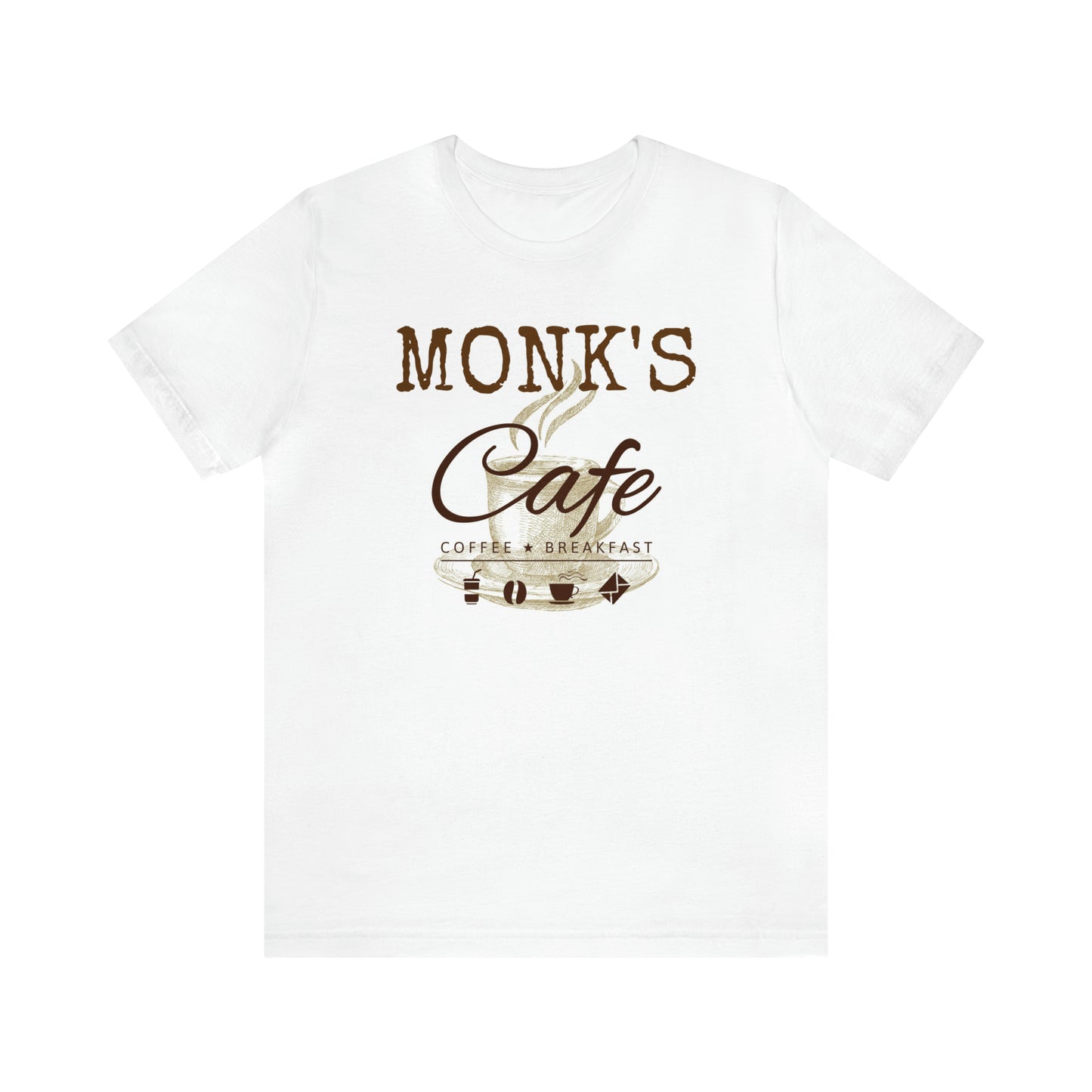 Unisex Jersey Short Sleeve Tee Seinfeld TV Show "Monk's Cafe"