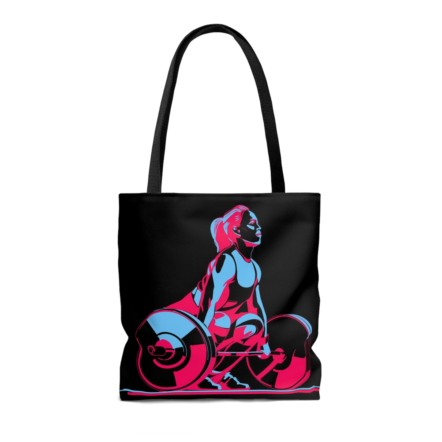 AOP Tote Bag the woman weightlifter doing lift big weight Gym