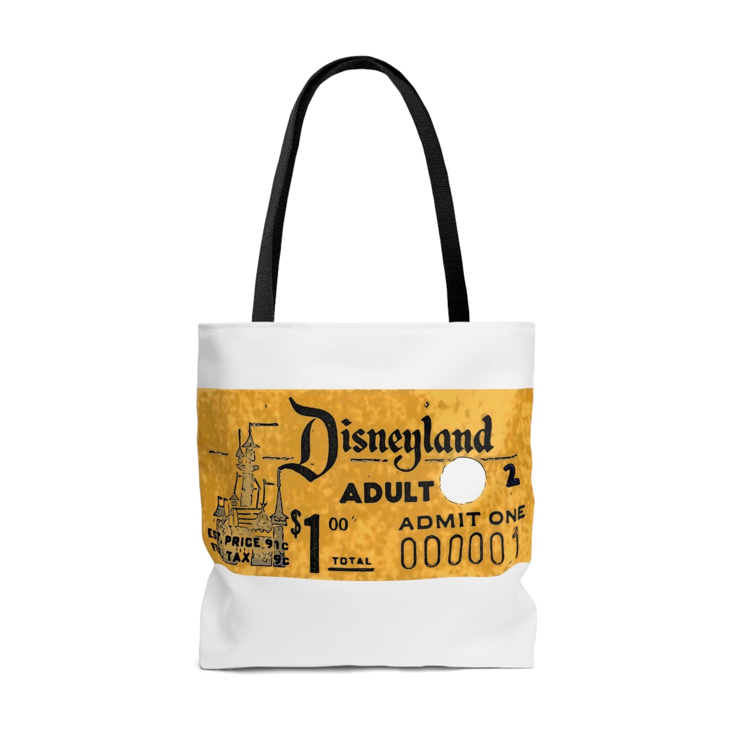 AOP Tote Bag Painting of Disneyland Vintage Ticket Stub