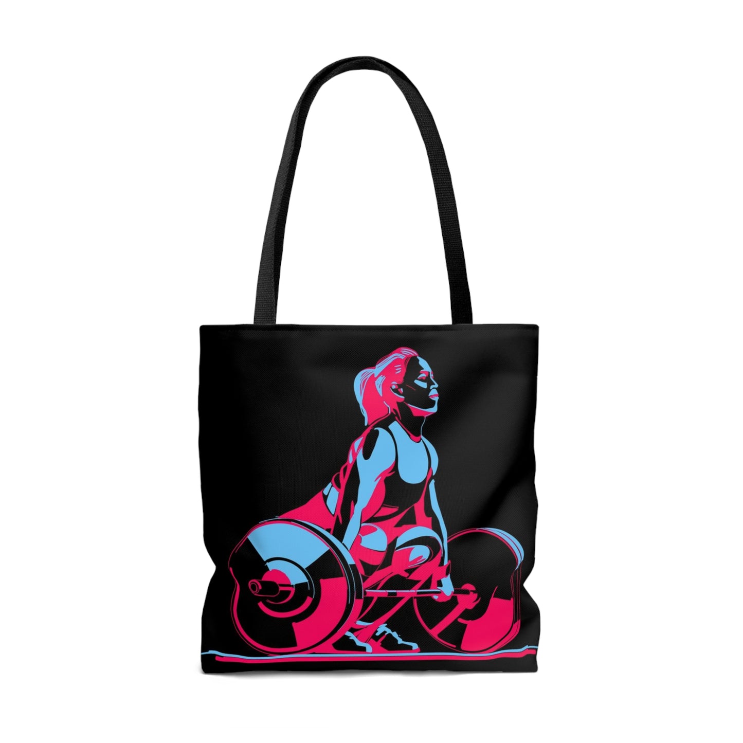 AOP Tote Bag the woman weightlifter doing lift big weight Gym