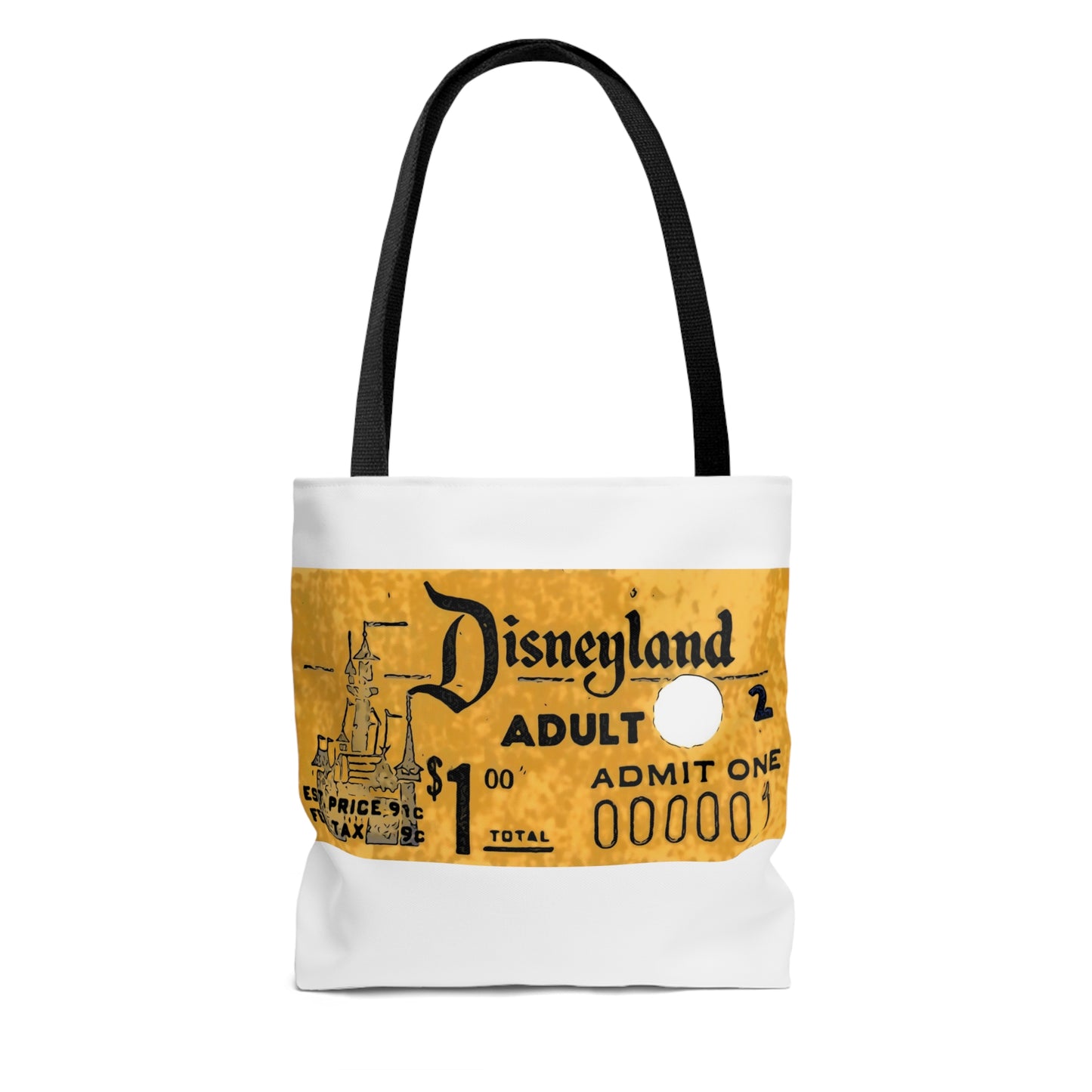 AOP Tote Bag Painting of Disneyland Vintage Ticket Stub