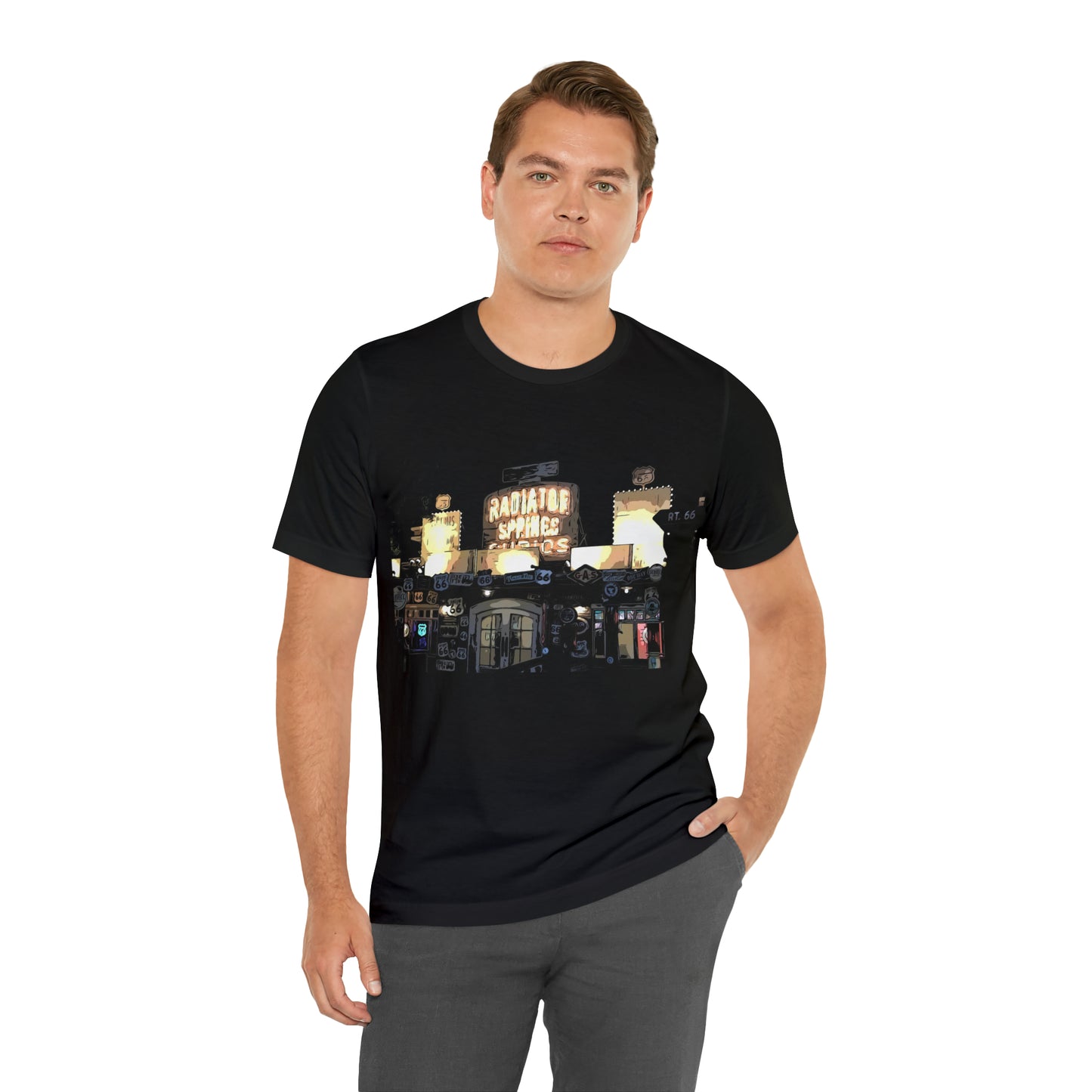 Unisex Jersey Short Sleeve Tee painting of Disneyland DCA Radiator Springs