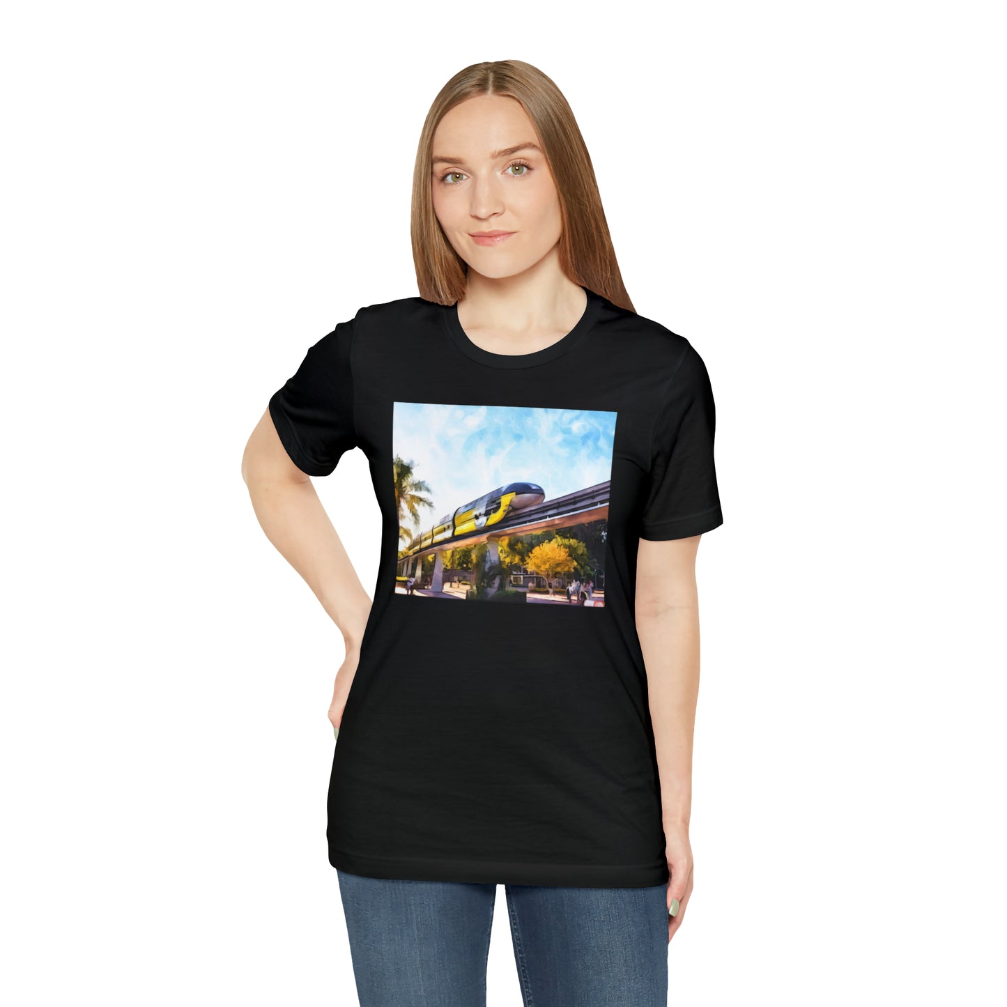 Unisex Jersey Short Sleeve Tee Painting of DISNEYLAND MONORAIL